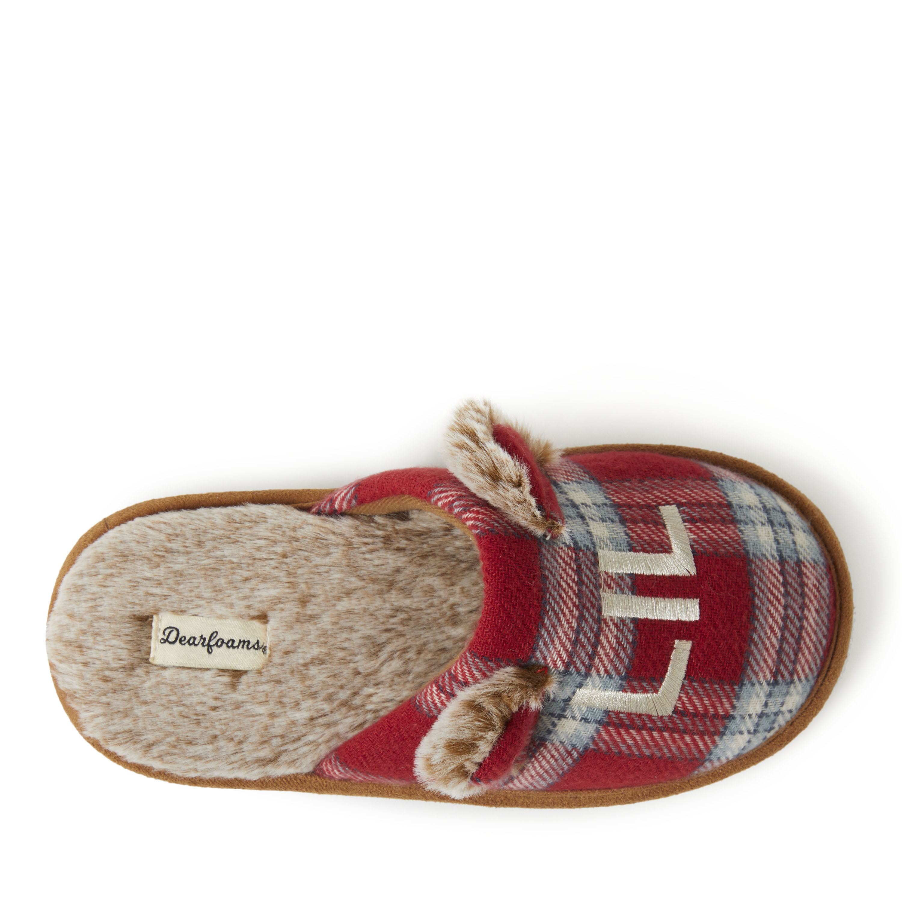 Womens red online plaid slippers
