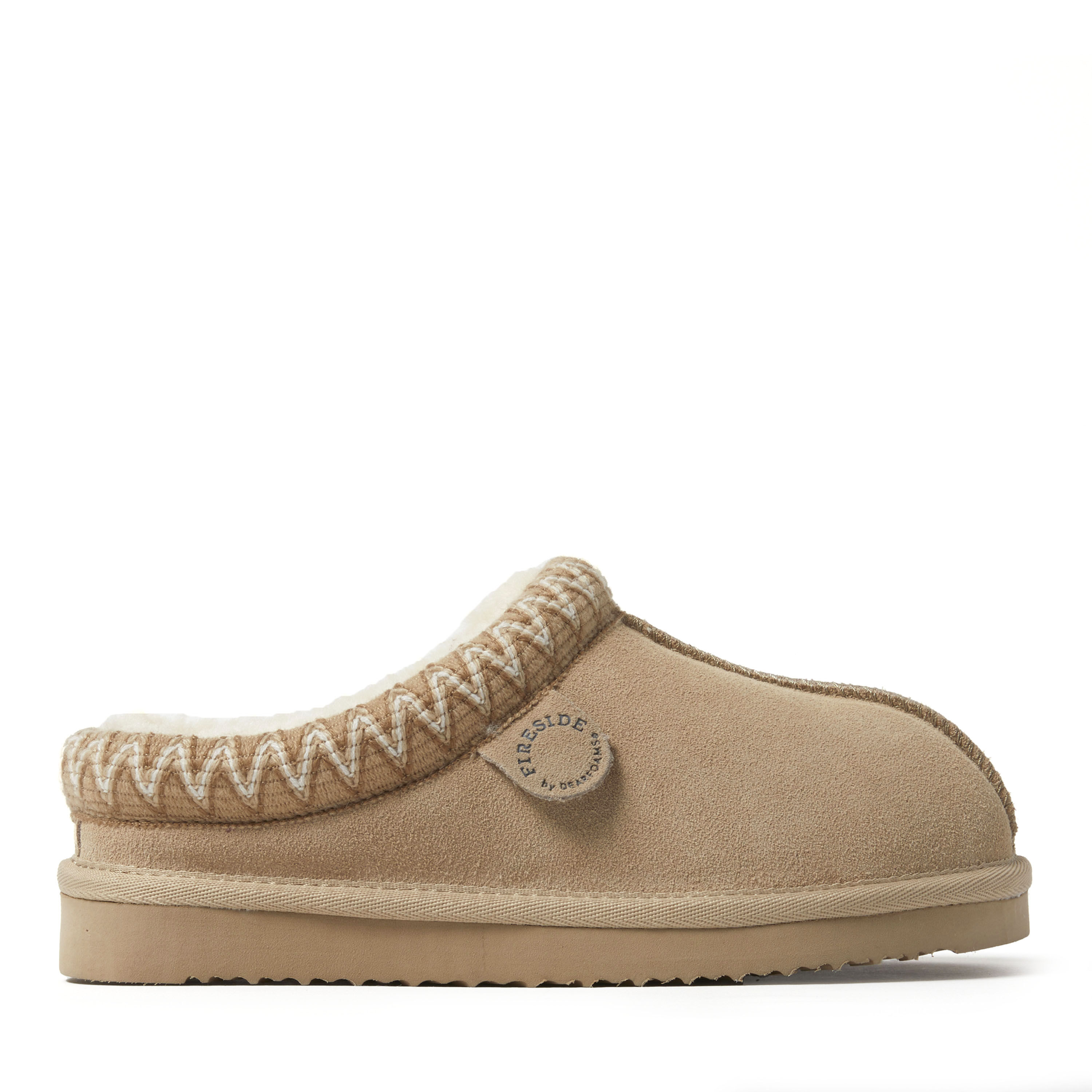 Women's Fireside by Dearfoams Greta Genuine Shearling Clog With Taping - Water Resistant