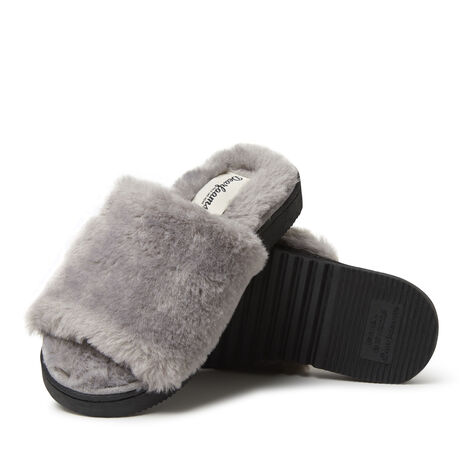 Women's Plush Faux Shearling Slide with Genuine Suede Trim Slipper
