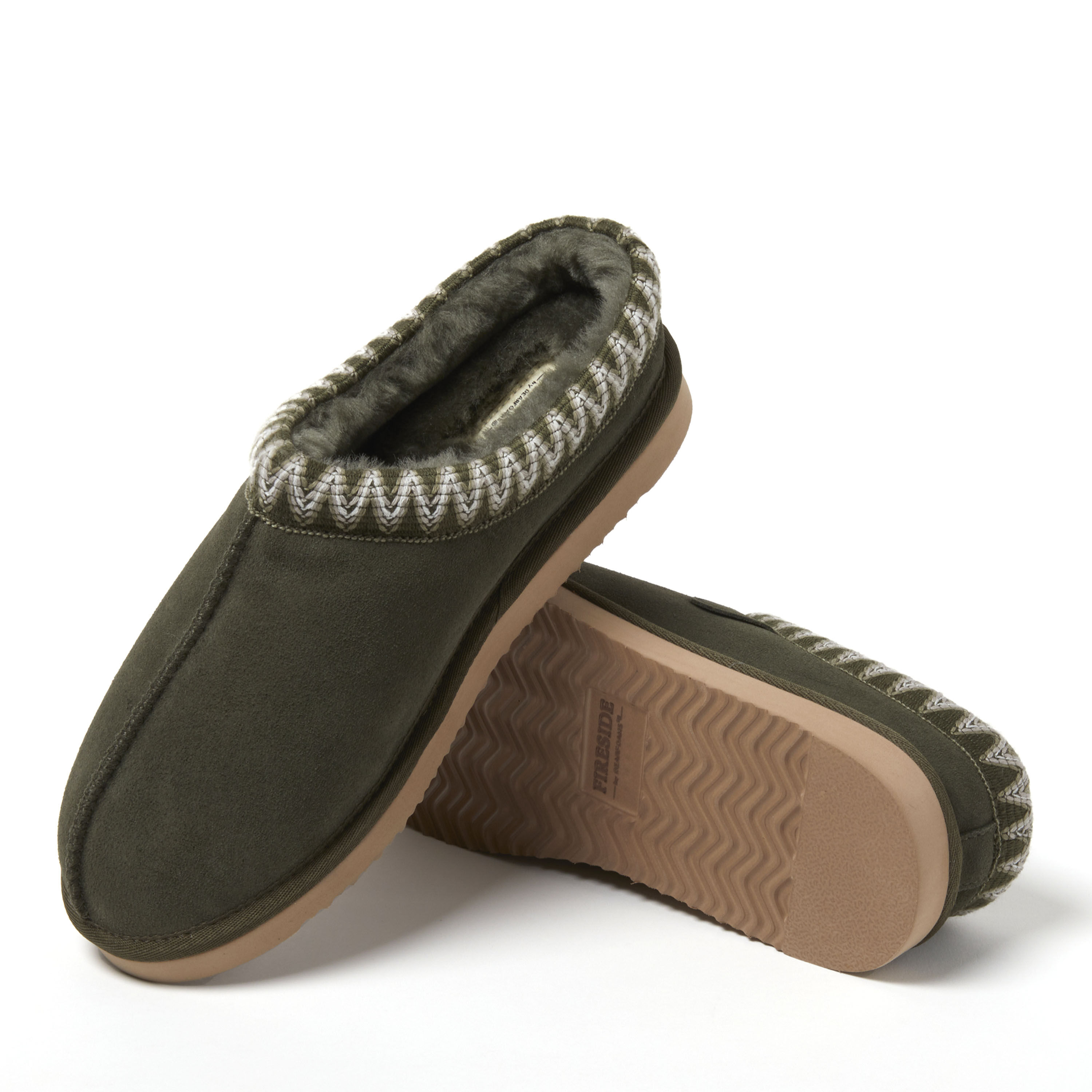 Men's Fireside by Dearfoams Grafton Genuine Shearling Clog With Taping