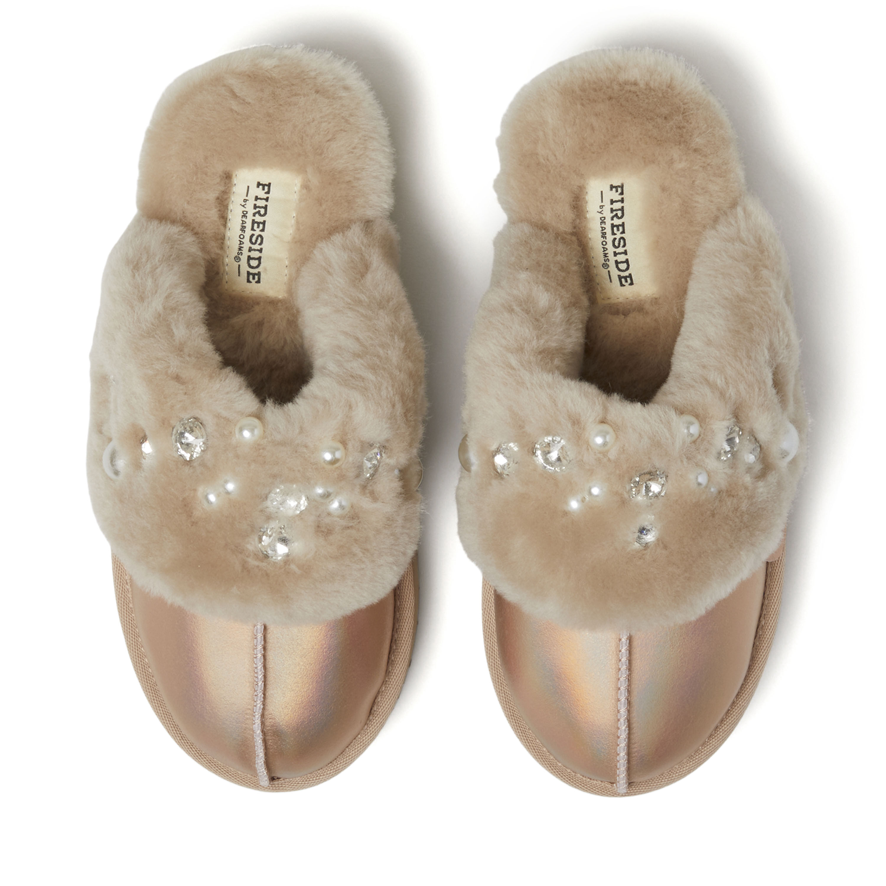 Women's Fireside by Dearfoams Ballina Embellished Genuine Shearling Scuff