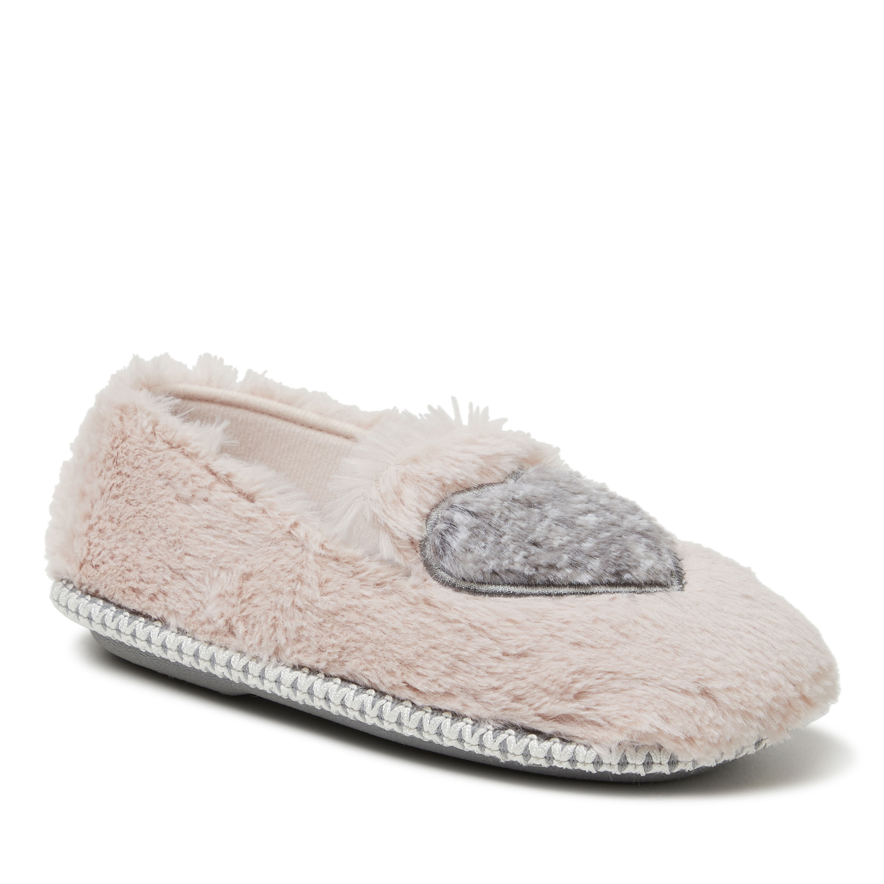 Kids Mia Furry Closed Back with Heart Detail Slipper