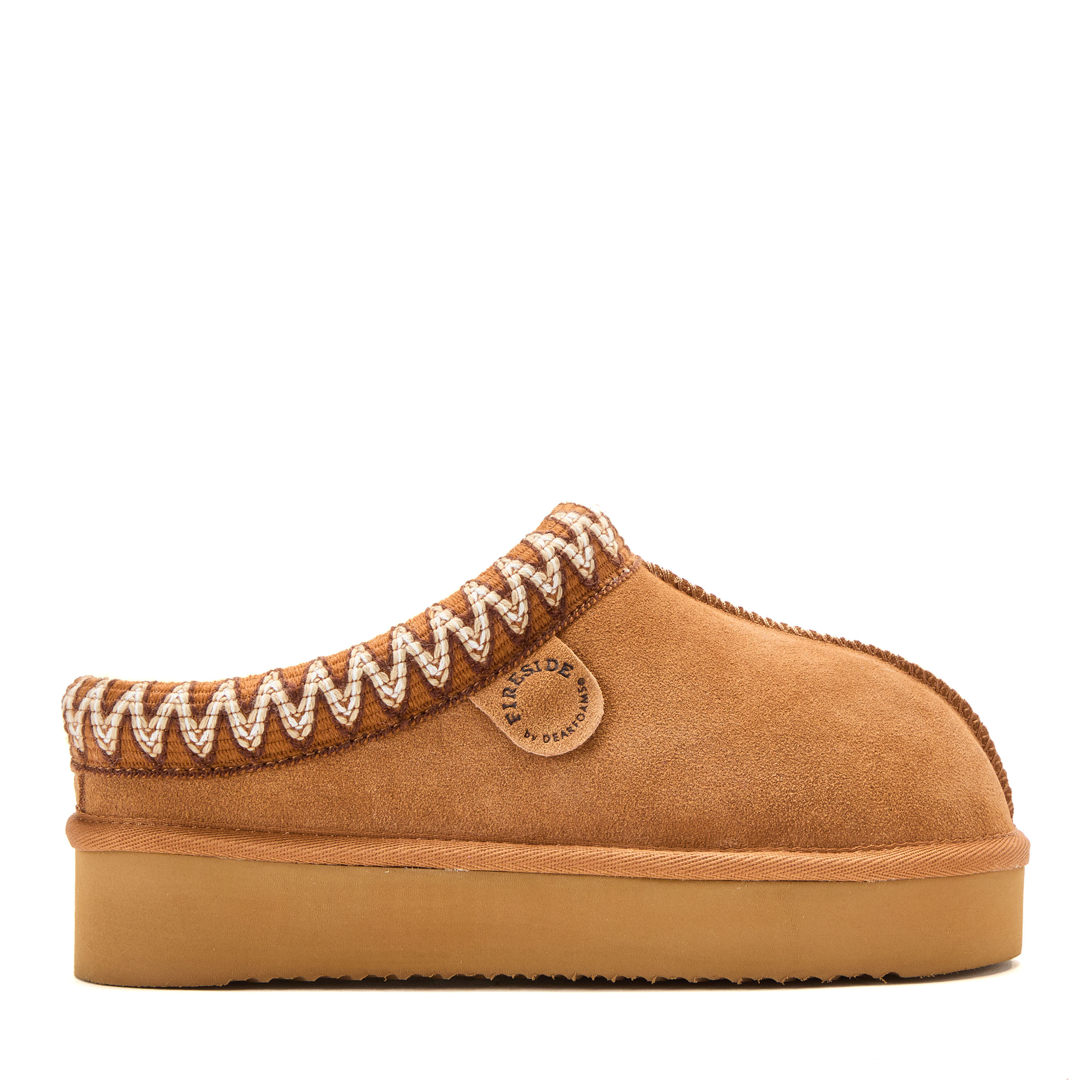 Women's Fireside by Dearfoams Queenstown Genuine Shearling Clog With Taping