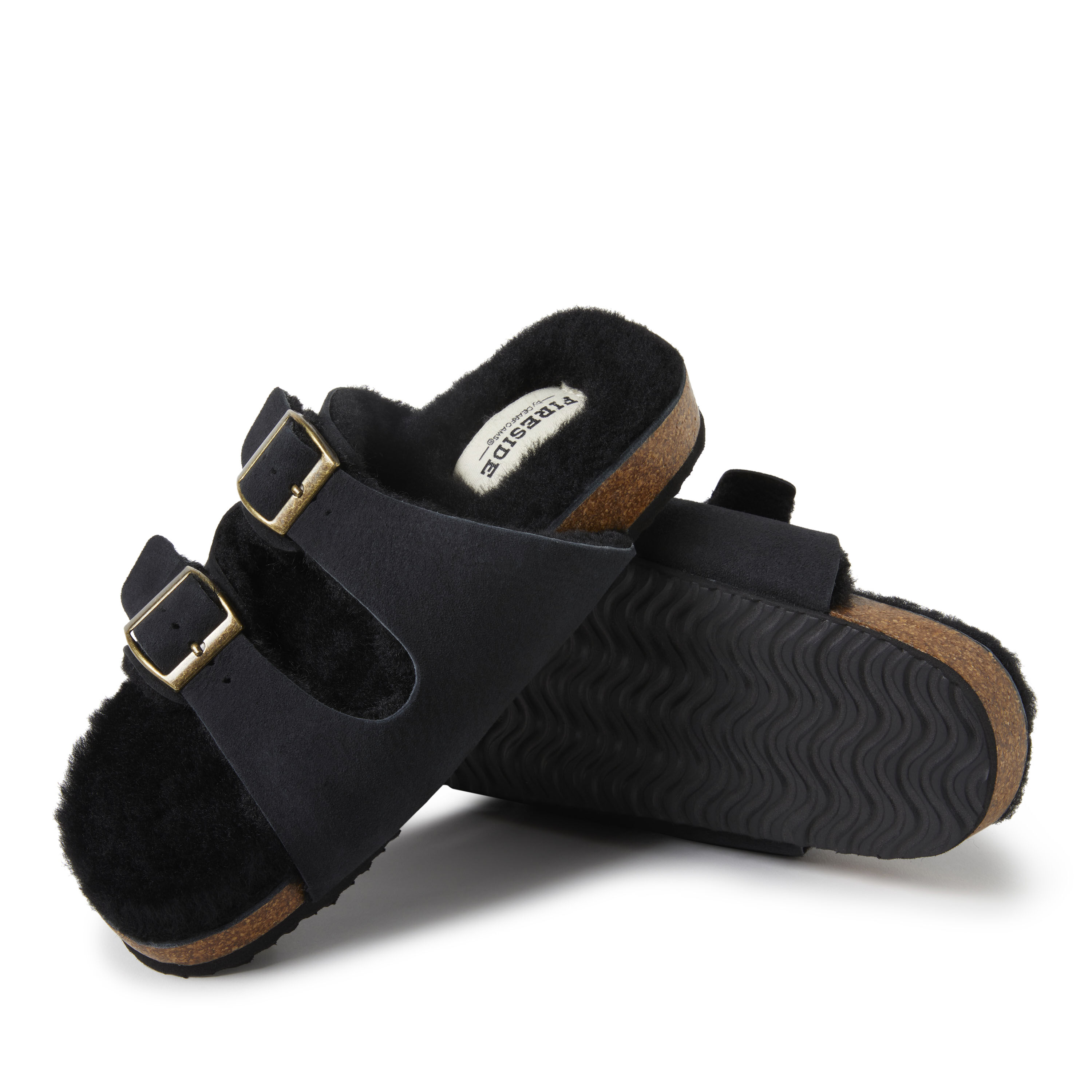 Dearfoams women's double strap outlet slide slippers