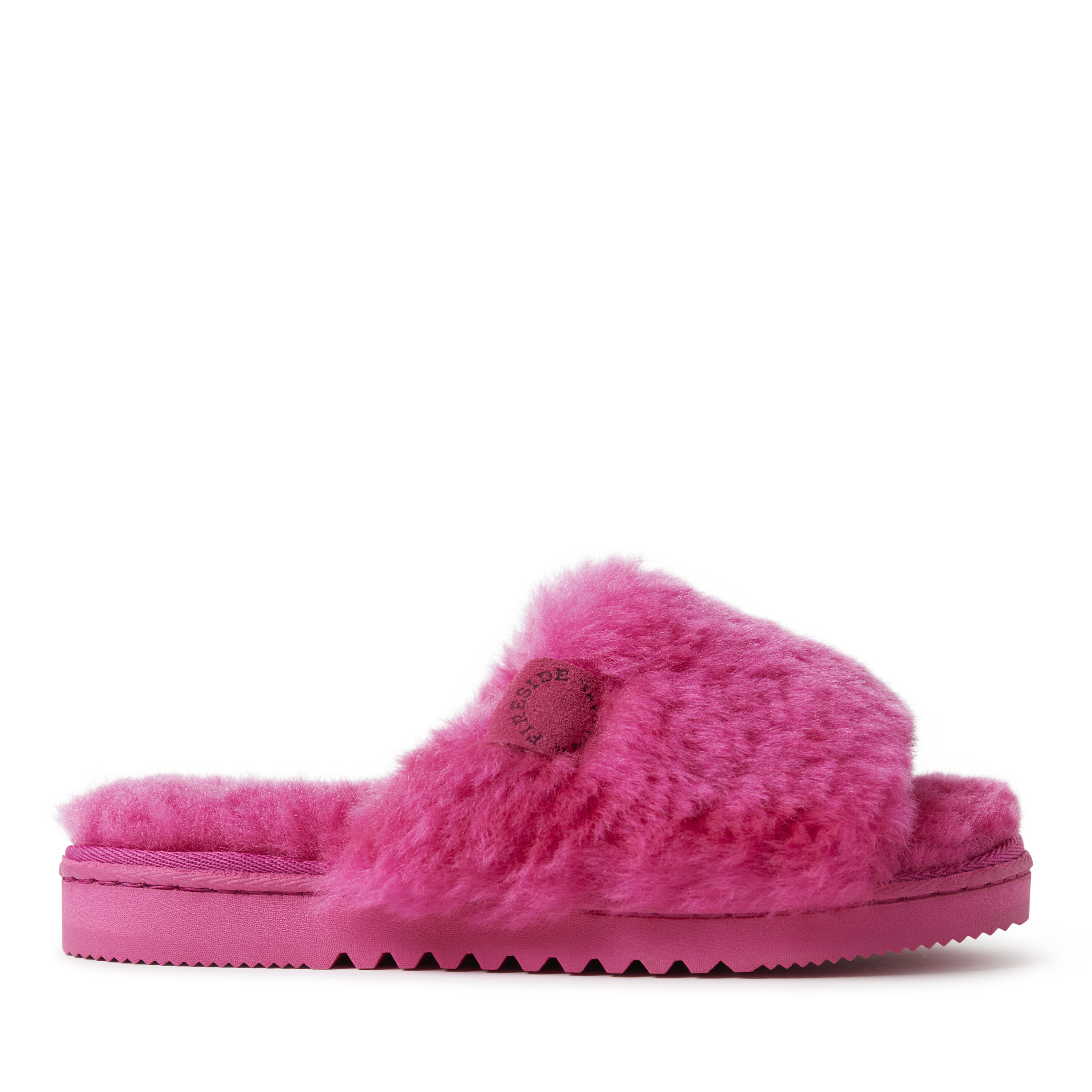 Women's Fireside by Dearfoams Cairns Genuine Shearling Slide Slipper with Metallic Suede Trim