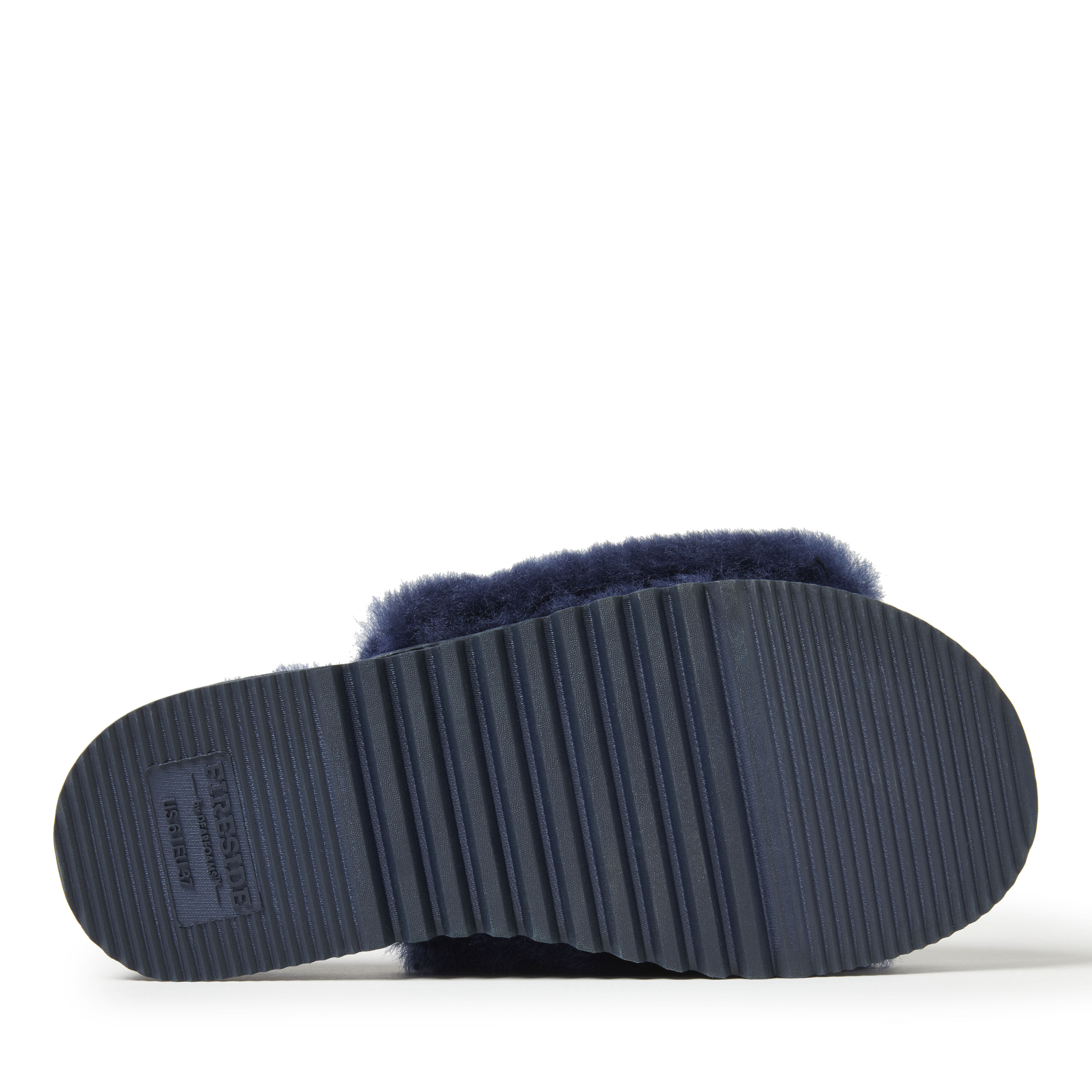 Women's Fireside by Dearfoams Cairns Genuine Shearling Slide Slipper with Metallic Suede Trim