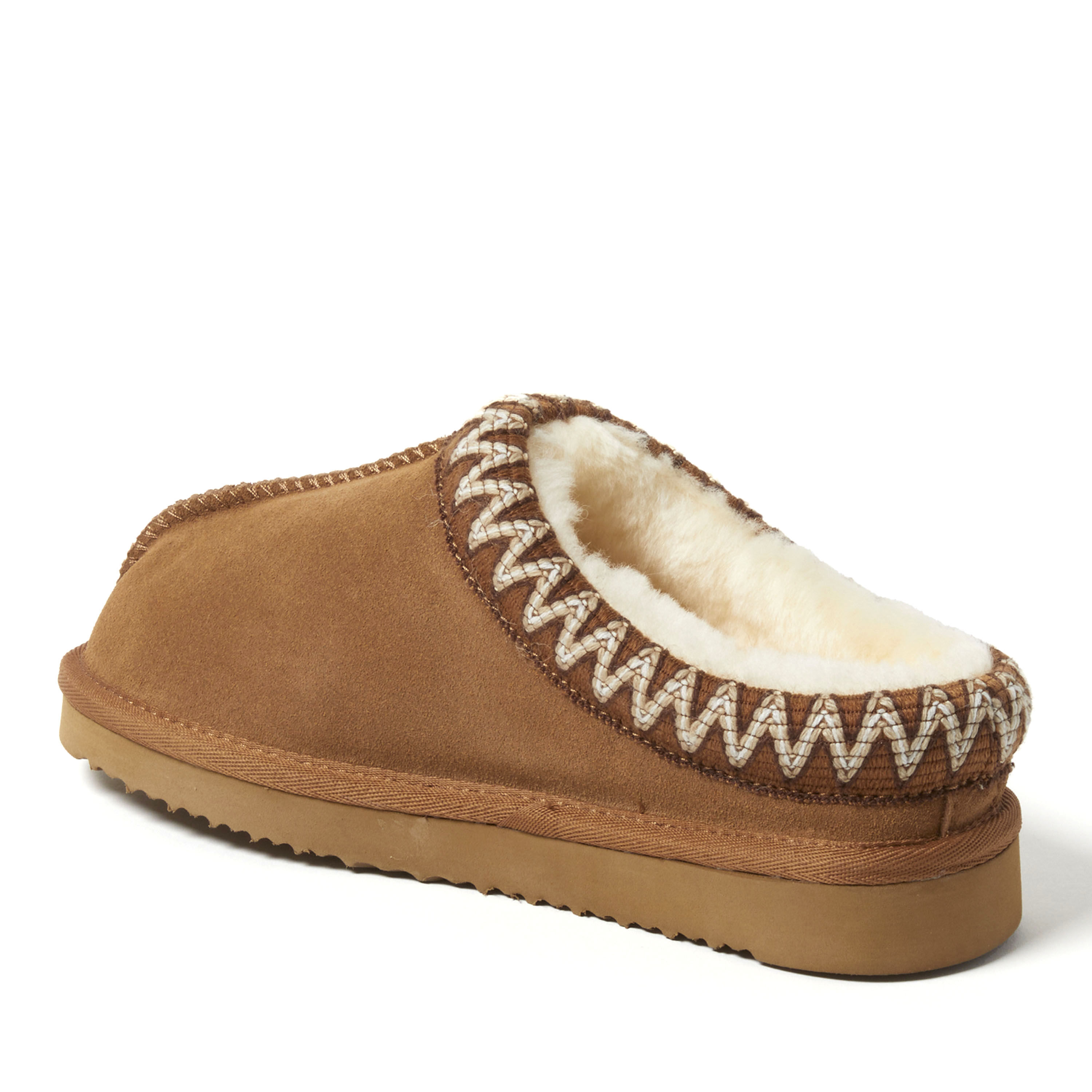 Women's Fireside by Dearfoams Greta Genuine Shearling Clog With Taping