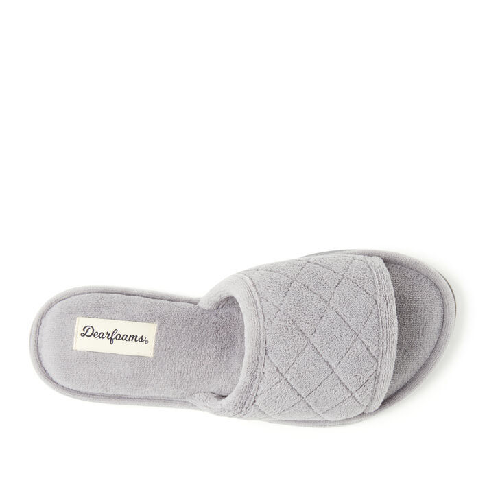 Dearfoams women's beatrice microfiber terry slide with quilted vamp slipper store