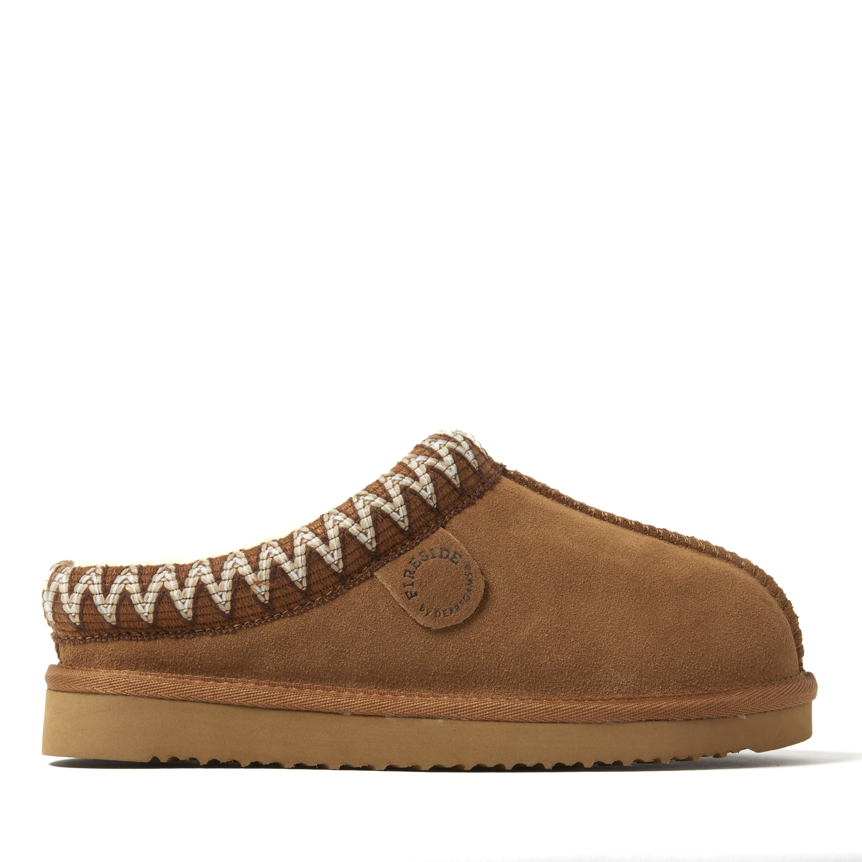 Women's Fireside by Dearfoams Greta Genuine Shearling Clog With Taping