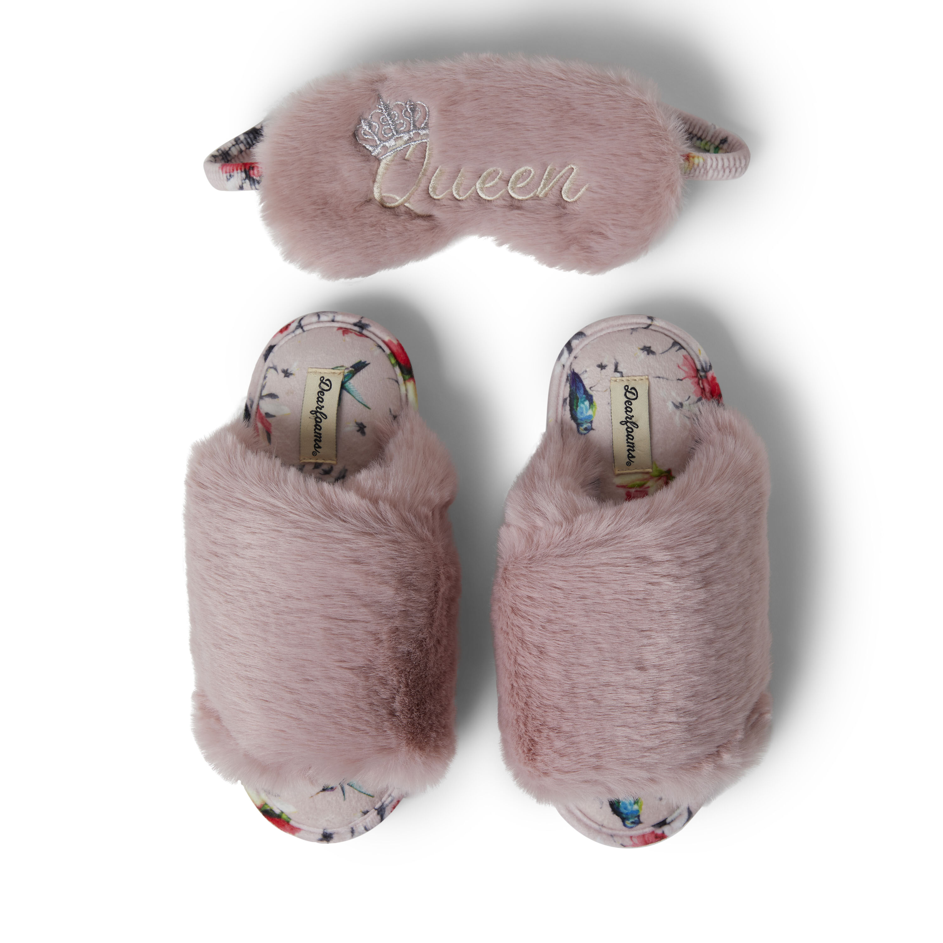 Women s Louise Furry Cross Band Slide With Eyemask