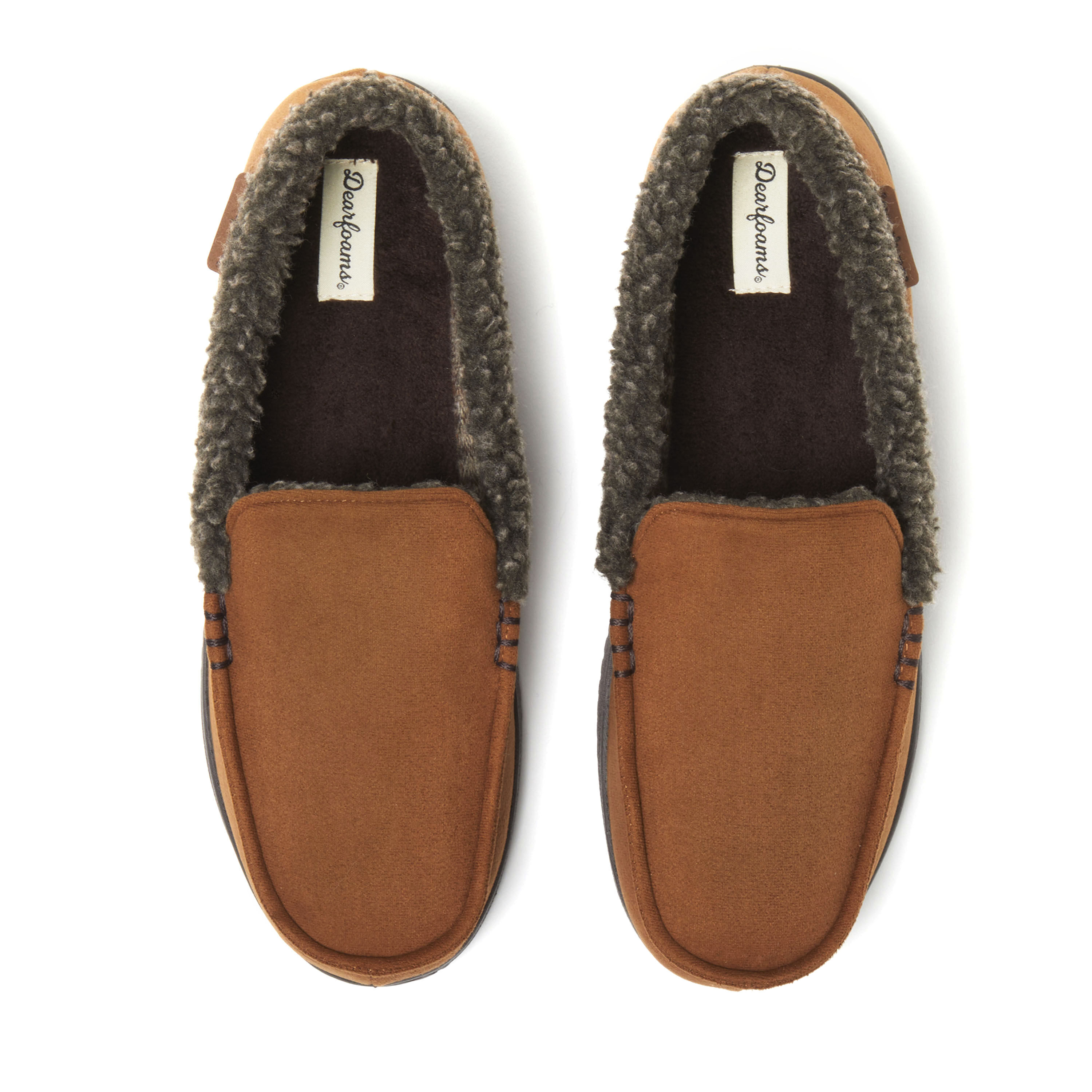 Men's dearfoams microfiber suede whipstitch outlet moccasin slippers