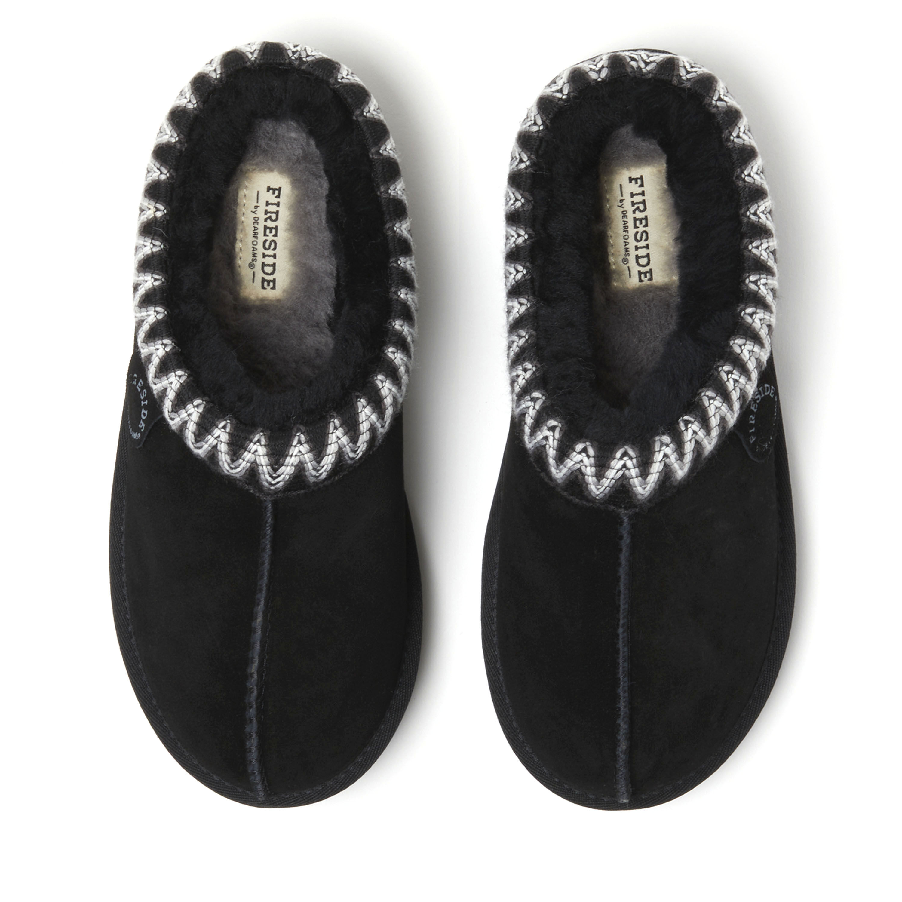 Women's Fireside by Dearfoams Greta Genuine Shearling Clog With Taping - Water Resistant