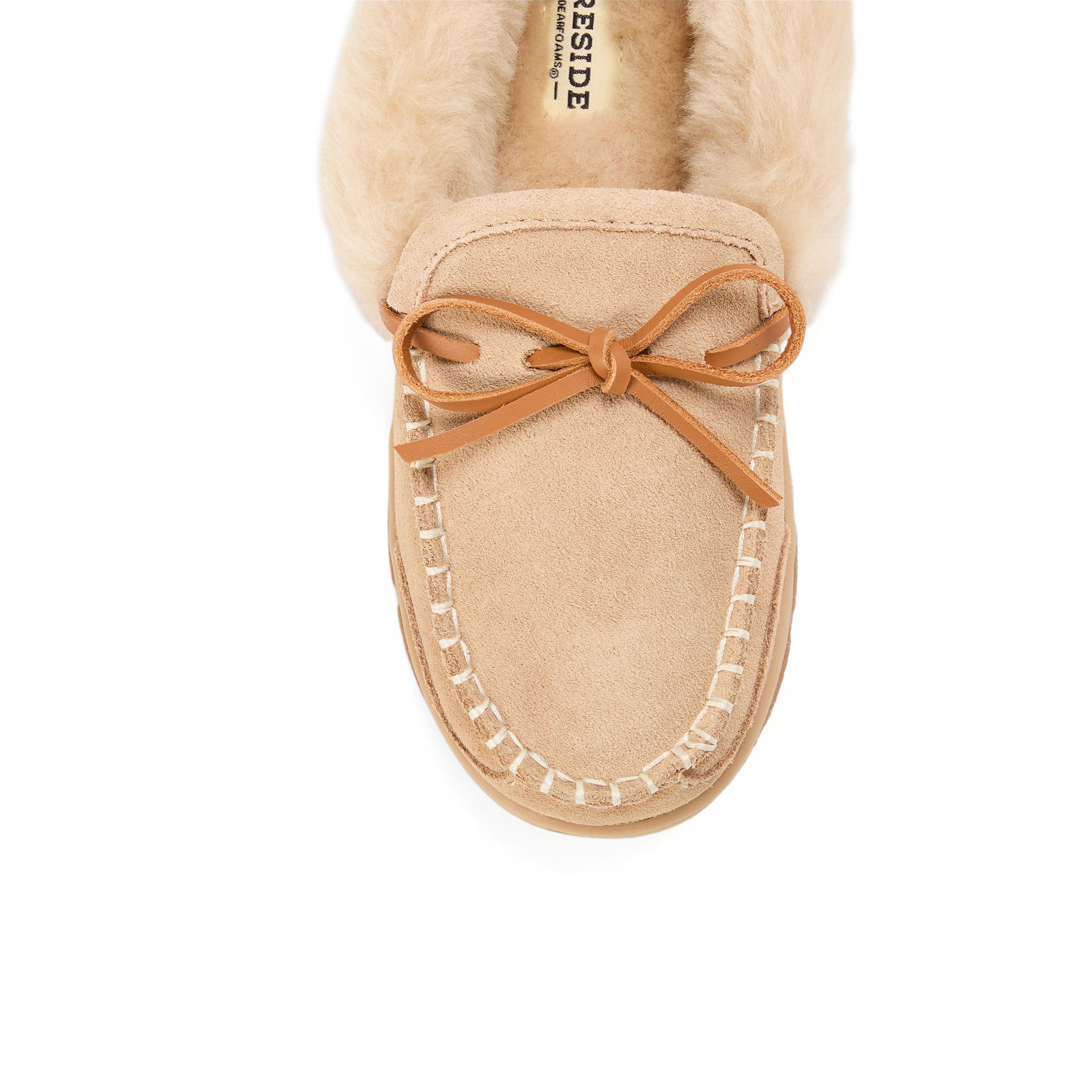 Women's Fireside by Dearfoams Gladstone Genuine Shearling Moc With Stitching