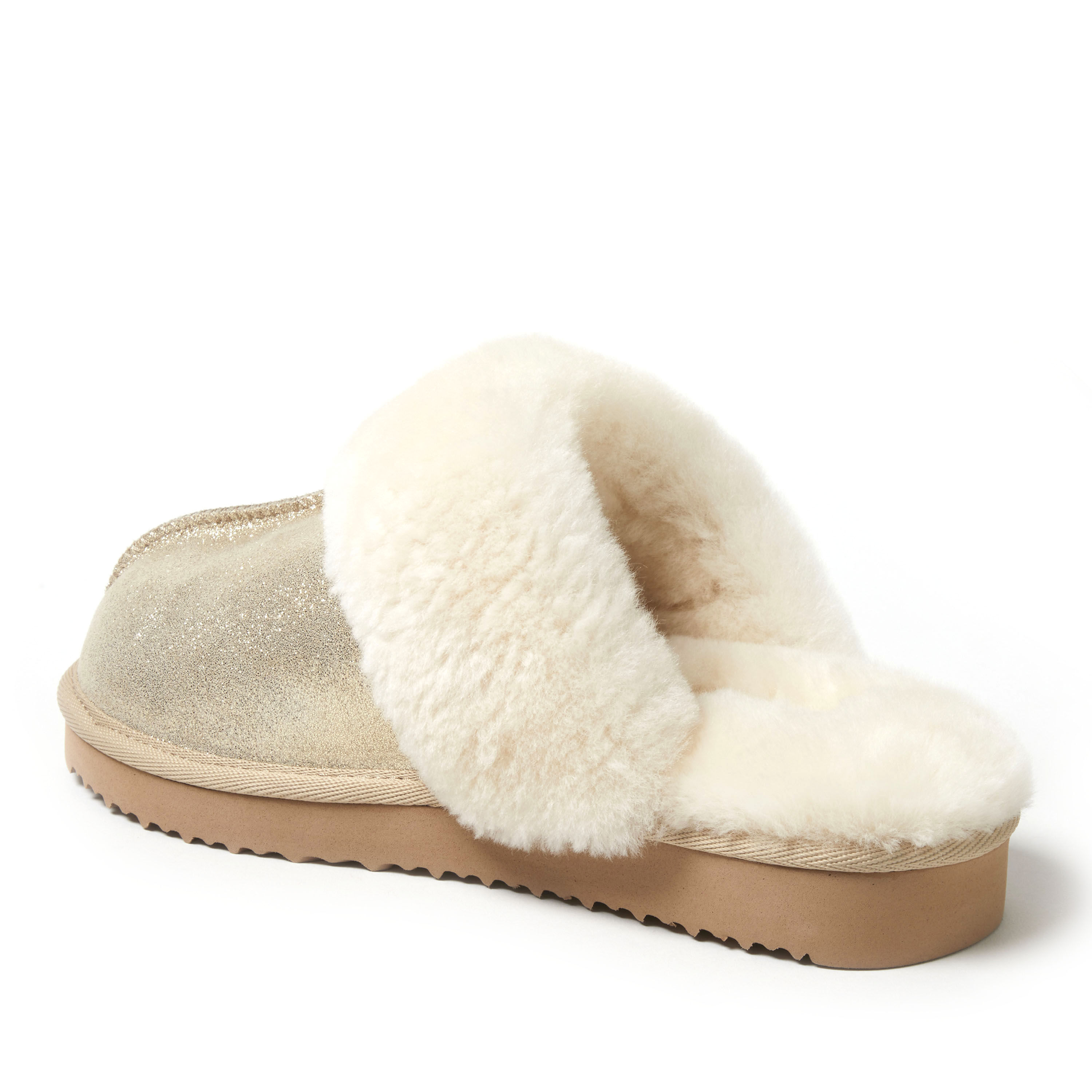 Dearfoams women's fireside sydney genuine shearling scuff stores clearance