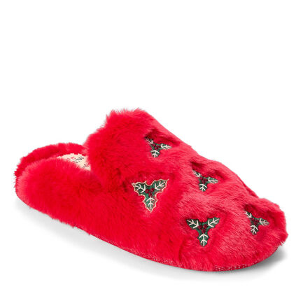 Women's Holiday Fur Shaped Tab Scuff