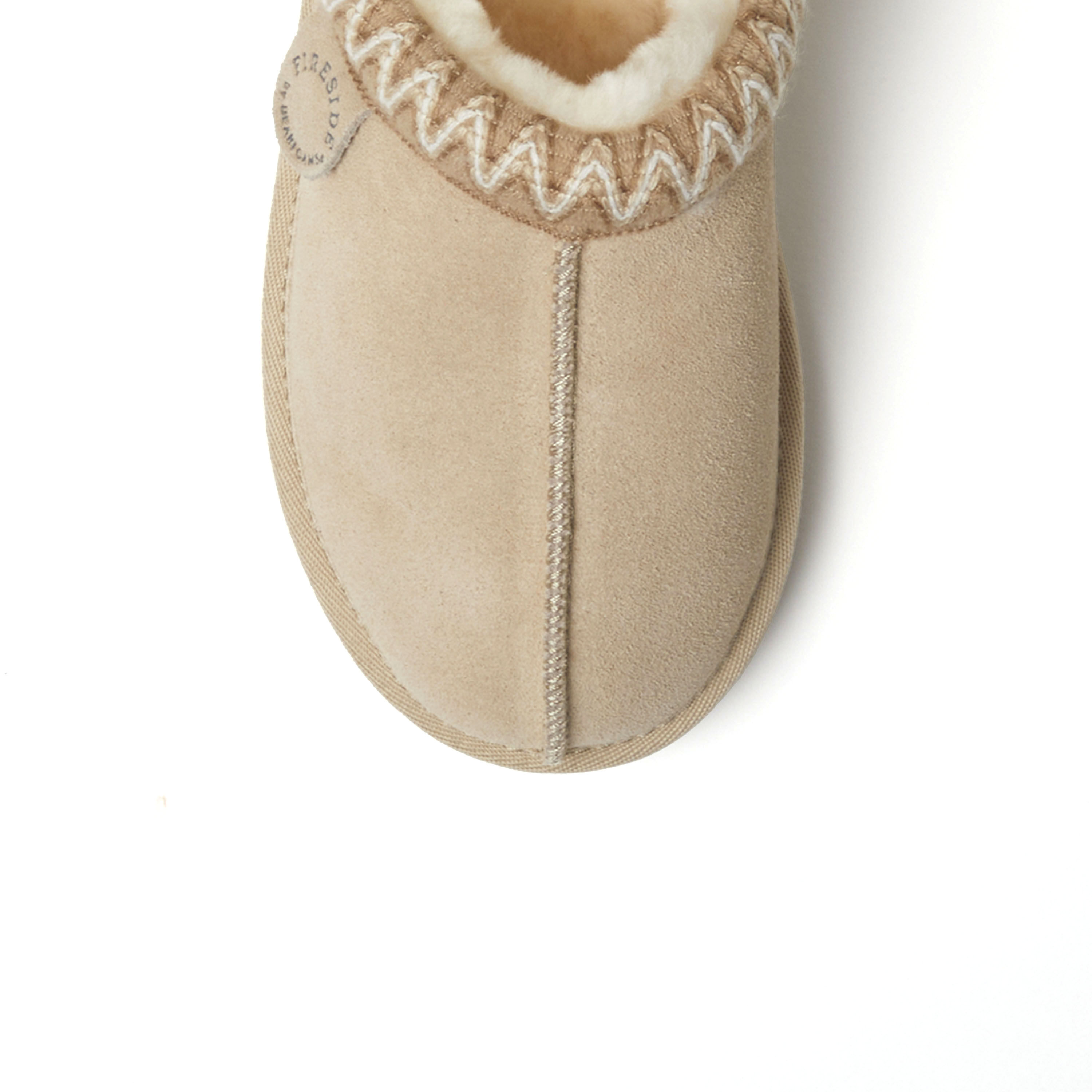 Women's Fireside by Dearfoams Greta Genuine Shearling Clog With Taping - Water Resistant