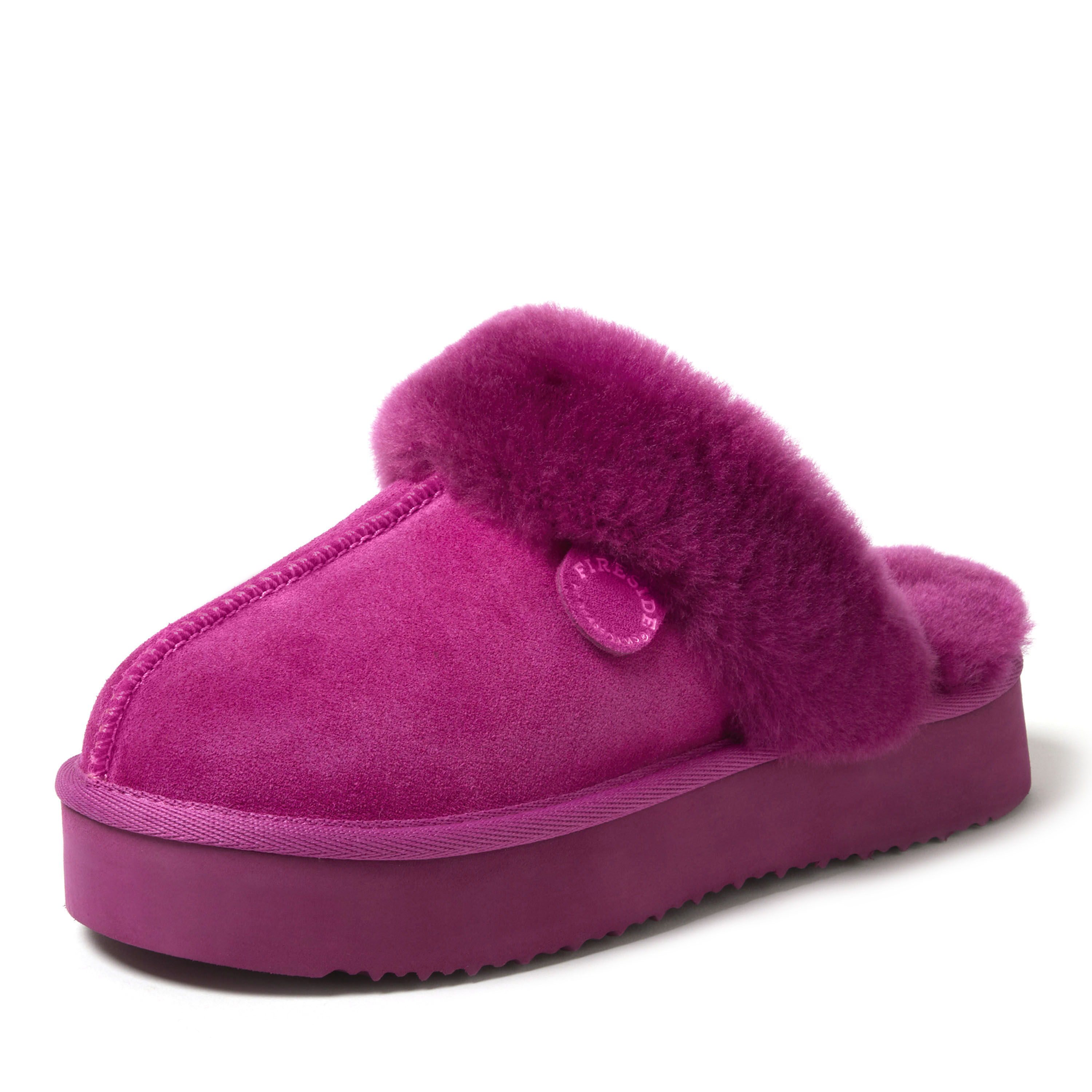 Women's Fireside by Dearfoams Melton Genuine Shearling Platform Scuff