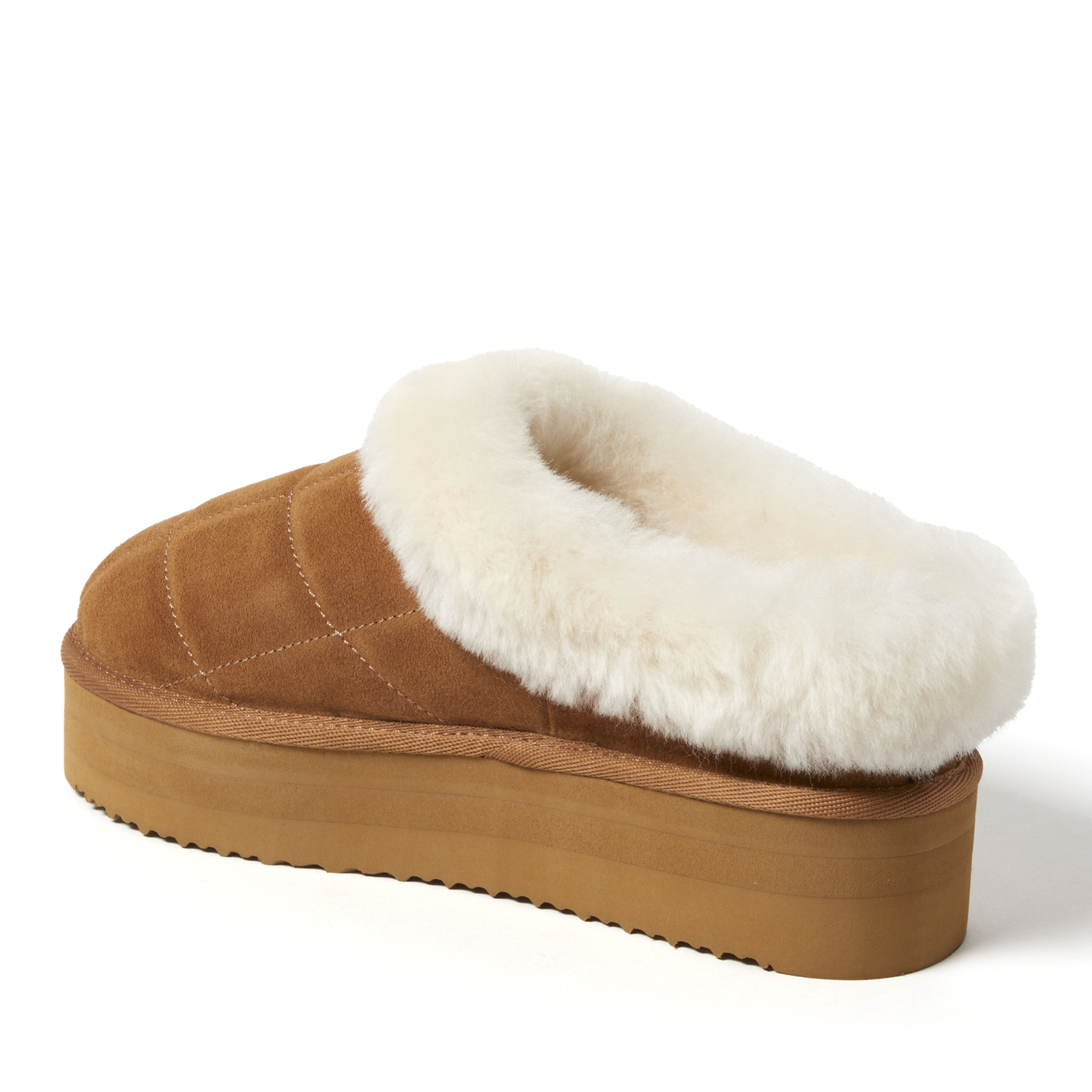 Women's Fireside by Dearfoams Bendigo Genuine Shearling Quilted Platform Clog
