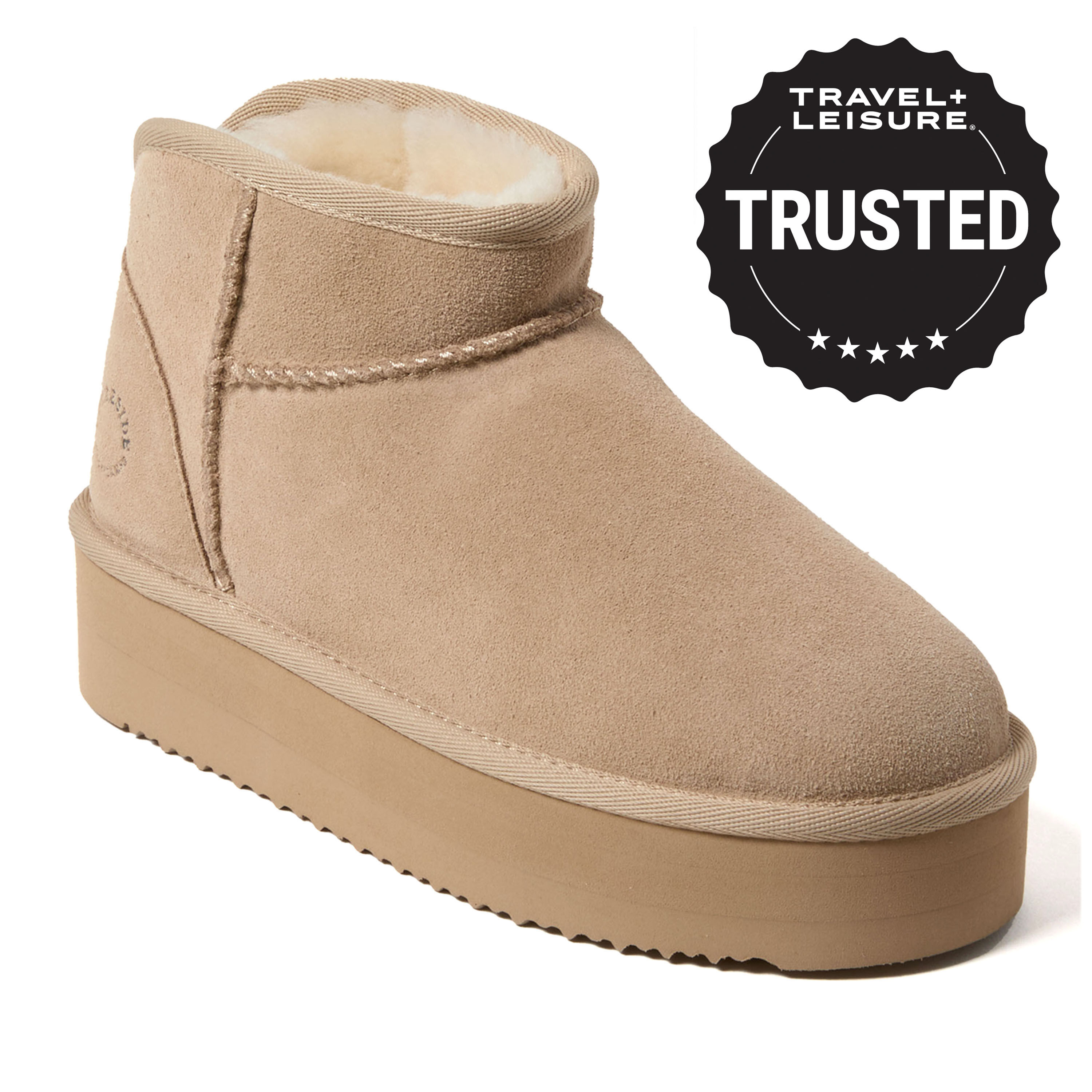 Women's Fireside by Dearfoams Kingston Genuine Shearling Platform Bootie