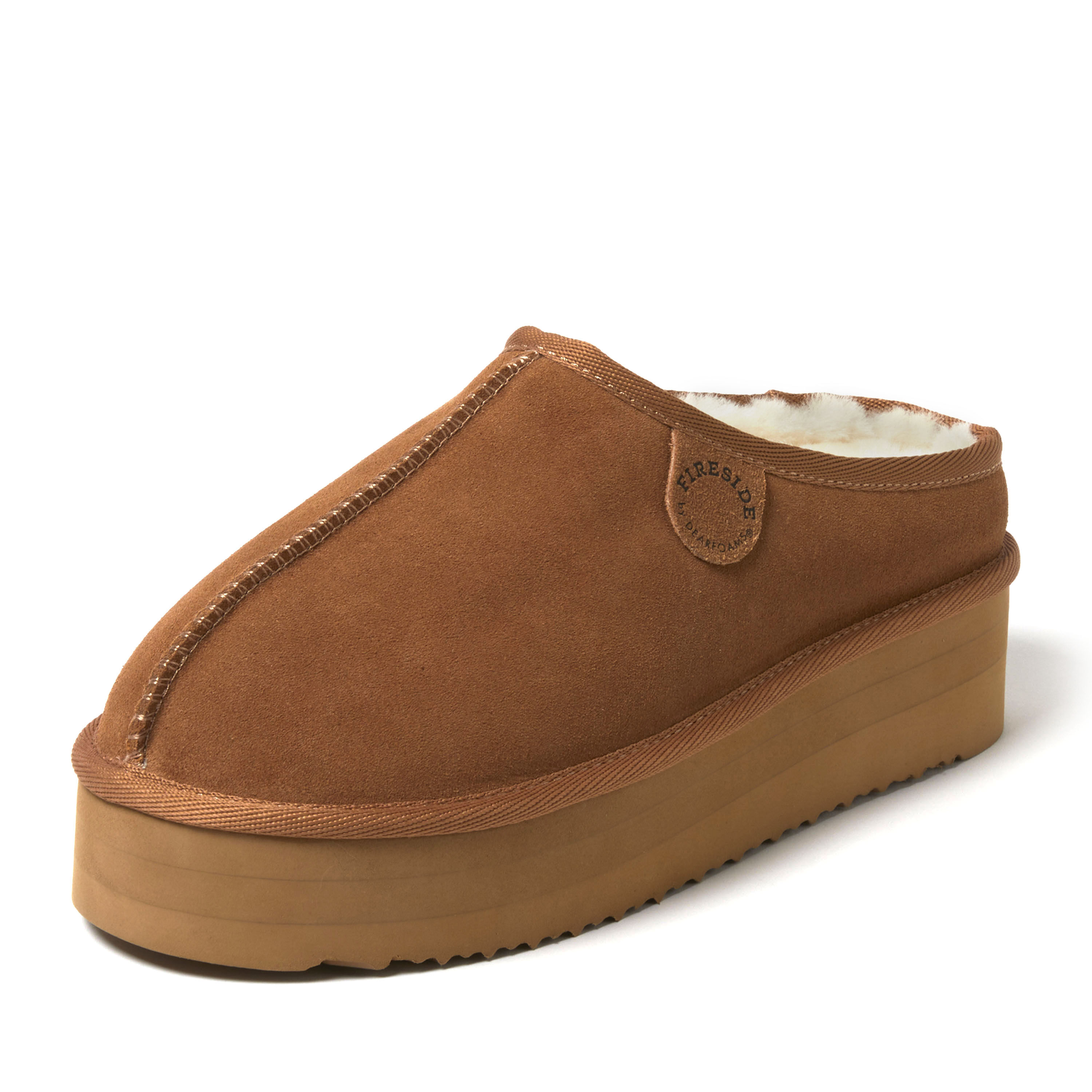 Women's Fireside by Dearfoams Queenstown Platform Genuine Shearling Clog