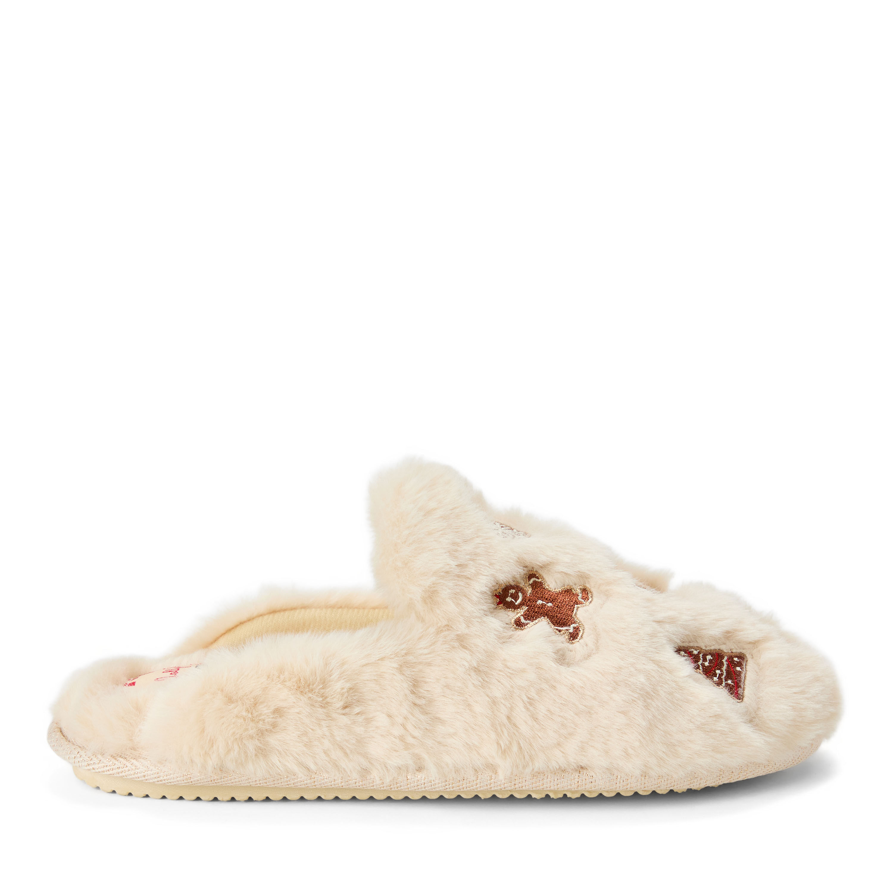 Women's Holiday Fur Shaped Tab Scuff
