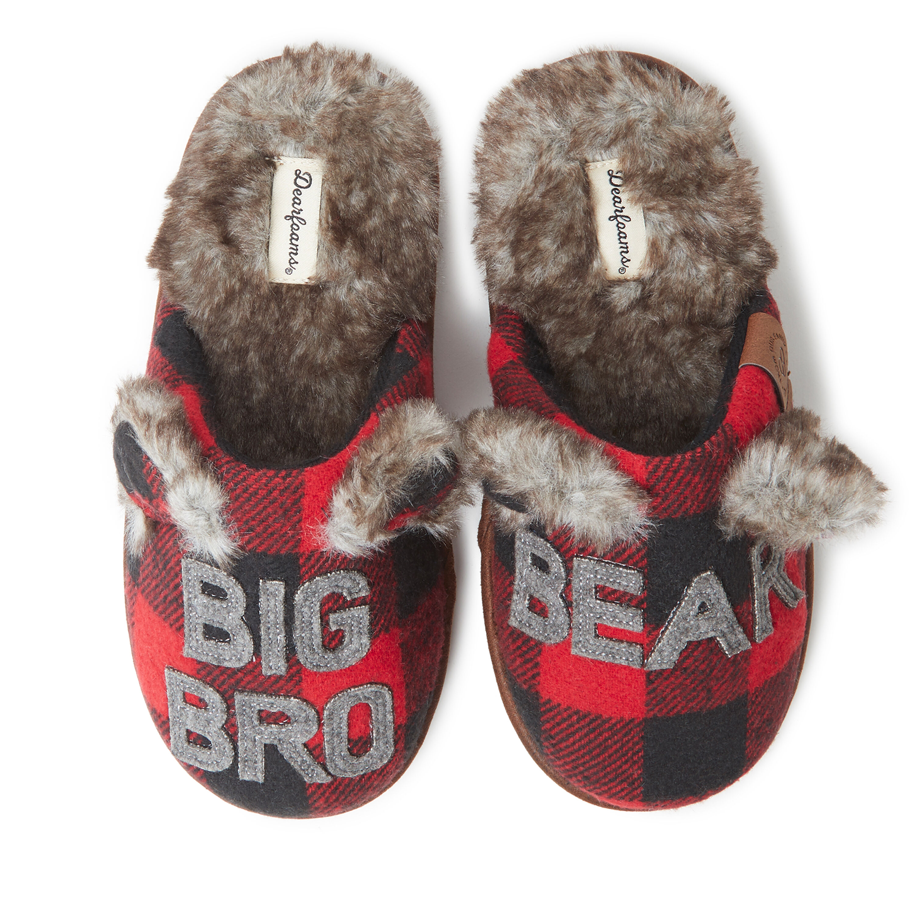 Kids Buffalo Check Big Bro Bear Scuff Slipper