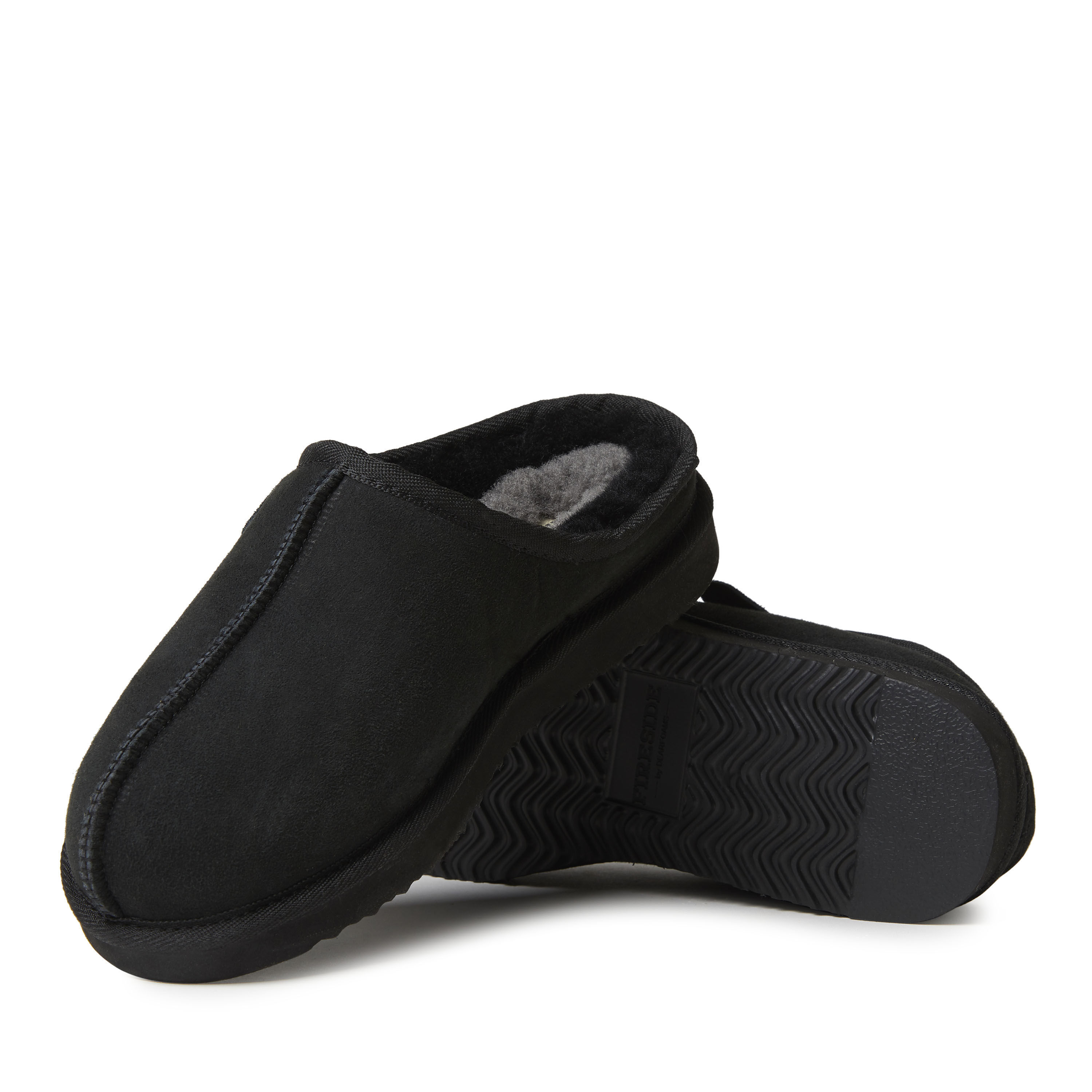 Men s Fireside by Dearfoams Grafton Genuine Shearling Clog Slipper with Woven Accent