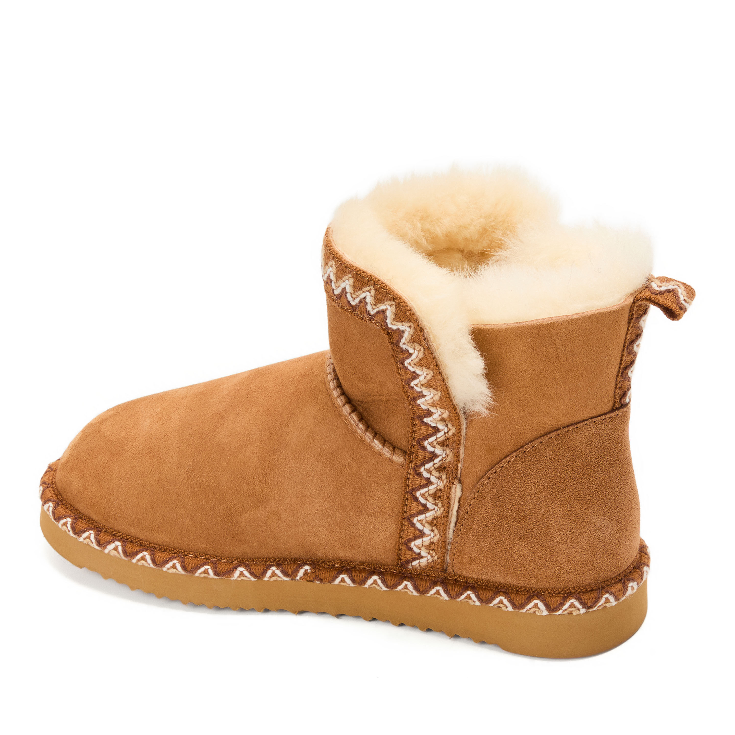 Women's Fireside by Dearfoams Perth Genuine Shearling Fold Down Bootie With Taping