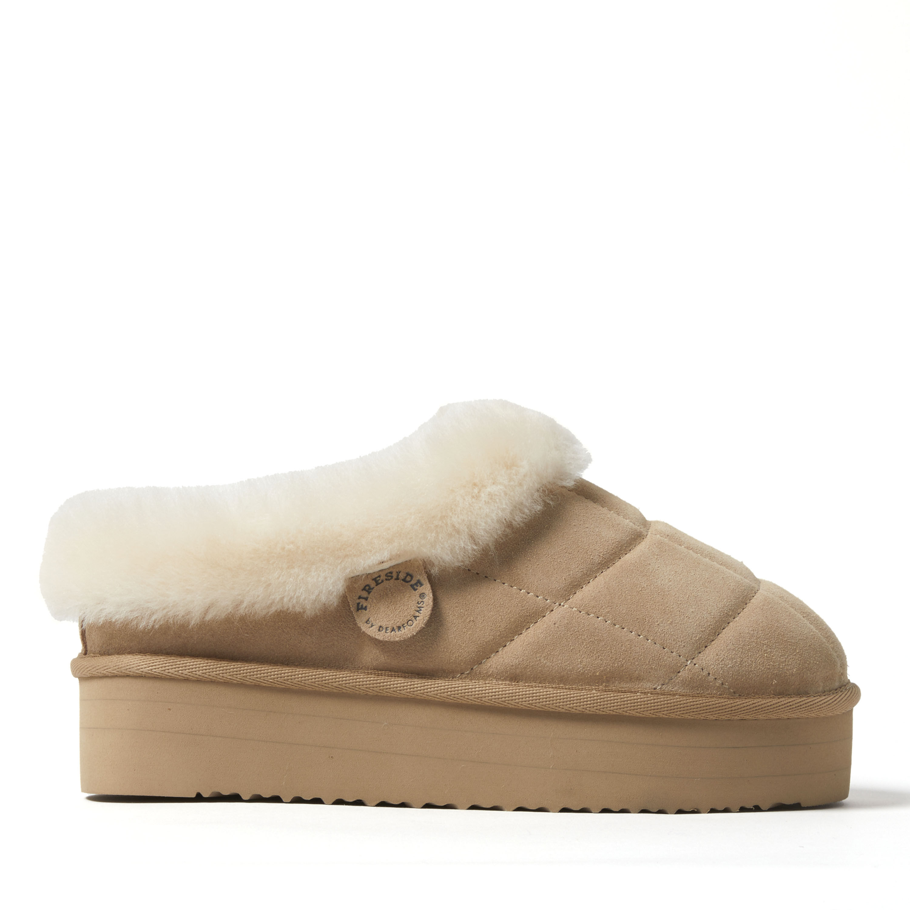 Women's Fireside by Dearfoams Bendigo Genuine Shearling Quilted Platform Clog