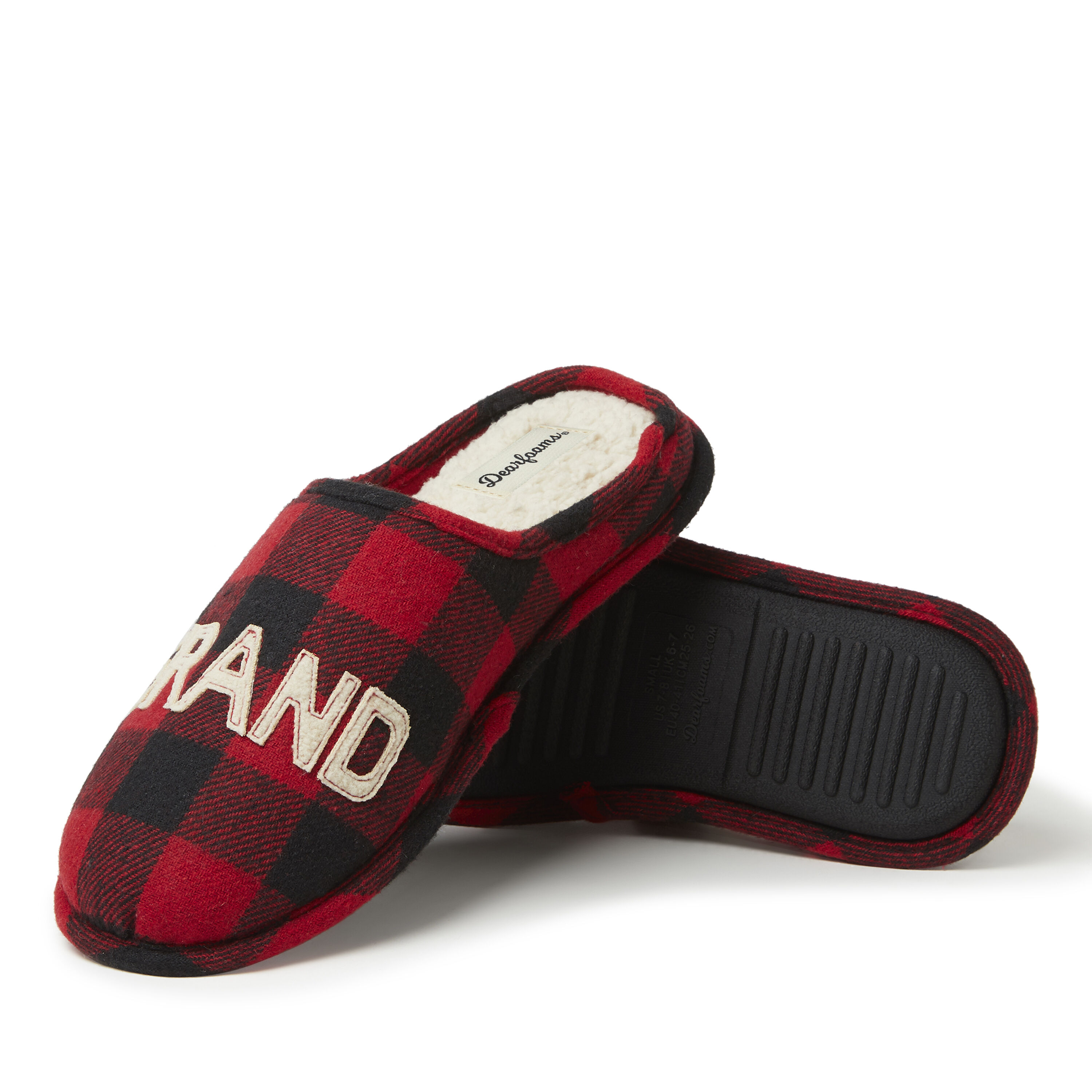 Dearfoams mama bear store plaid clog slippers