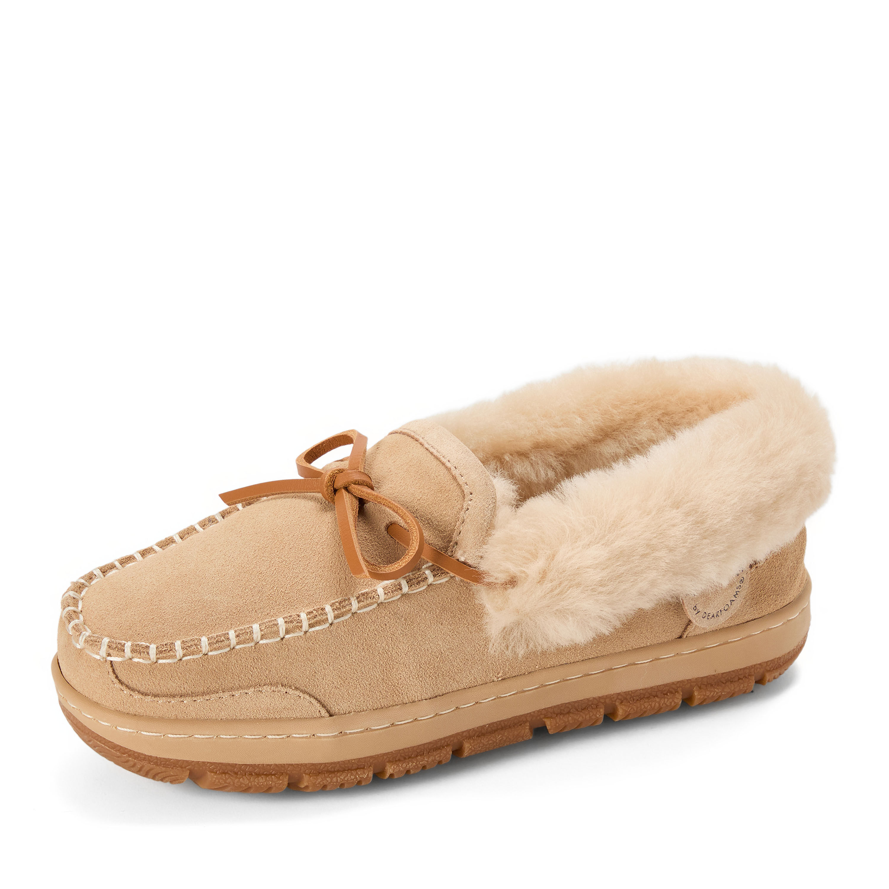 Women's Fireside by Dearfoams Gladstone Genuine Shearling Moc With Stitching