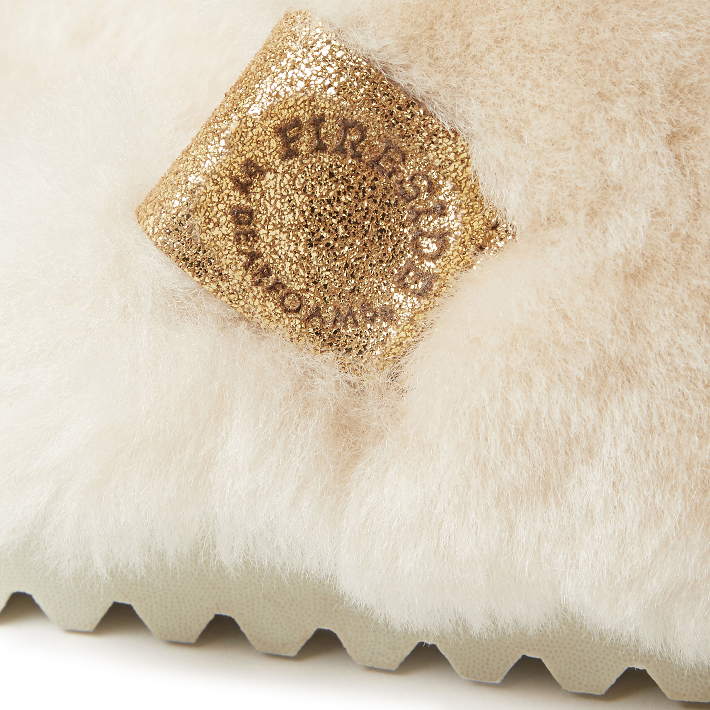 Women's Fireside by Dearfoams Cairns Genuine Shearling Slide Slipper with Metallic Suede Trim