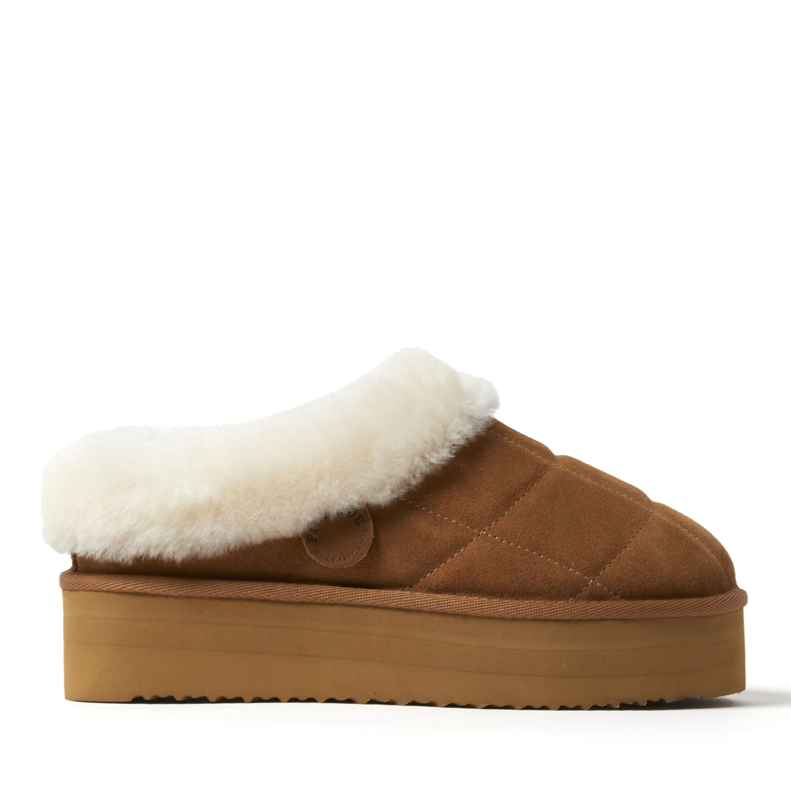 Women's Fireside by Dearfoams Bendigo Genuine Shearling Quilted Platform Clog