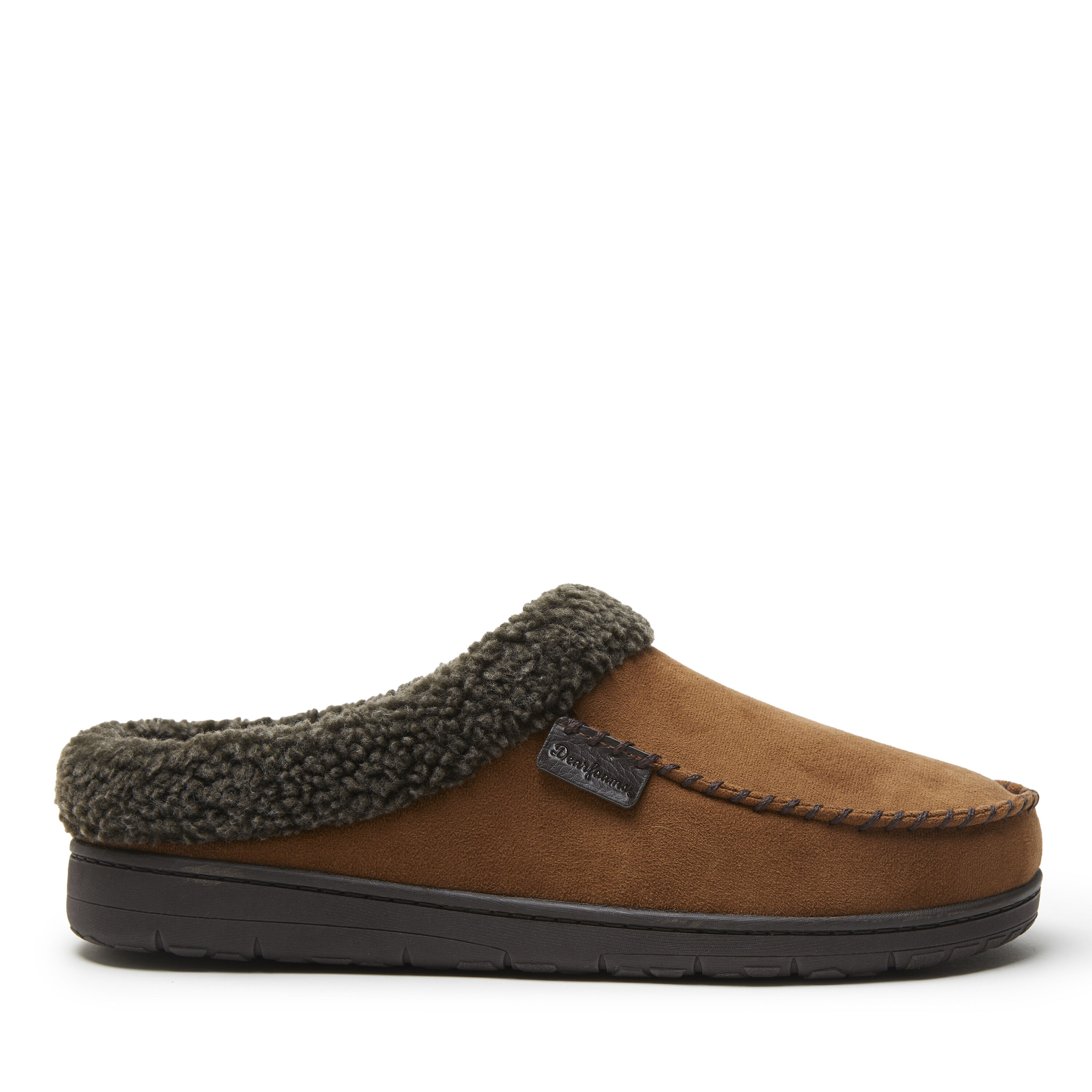 Dearfoams men's microfiber suede clog with whipstitch hot sale slipper