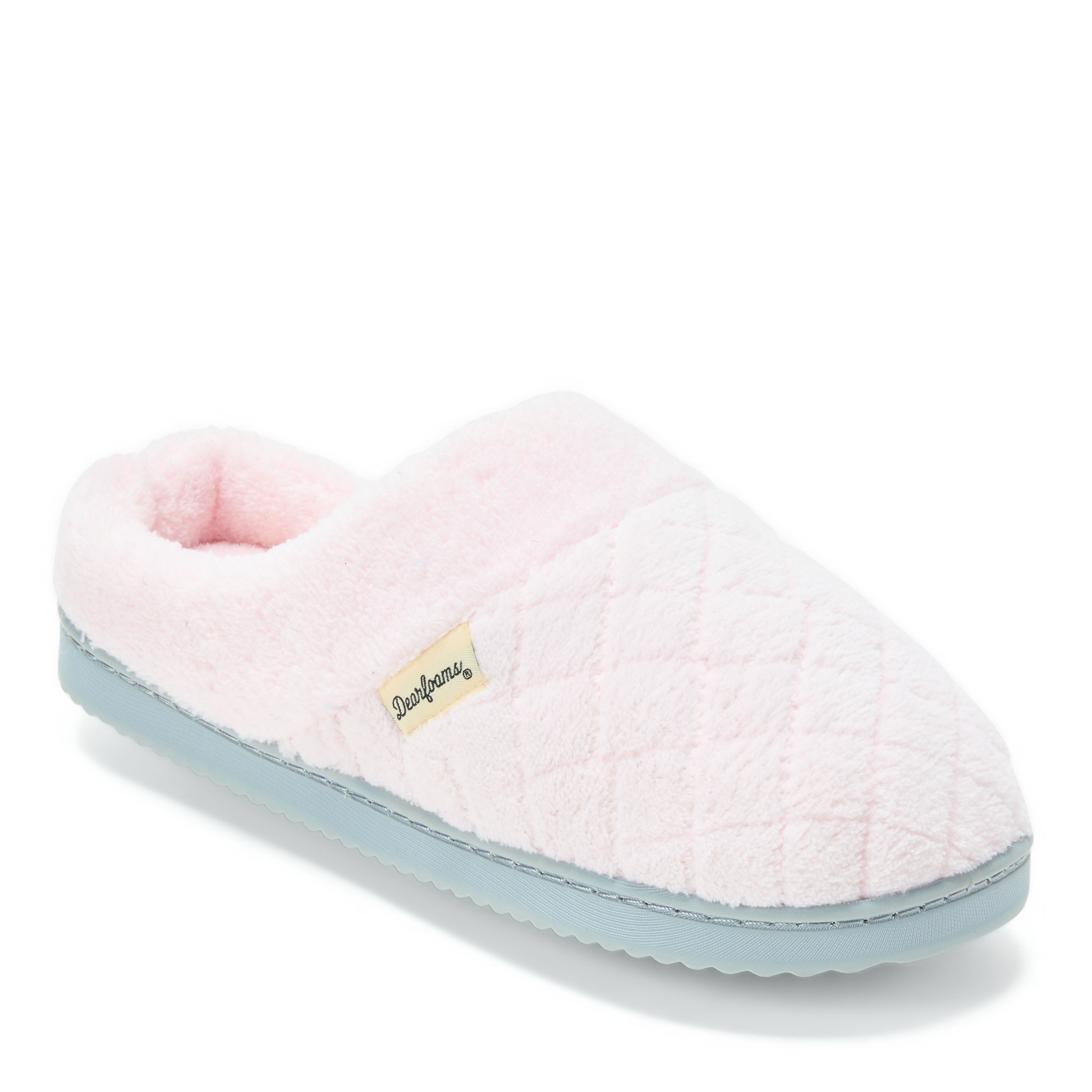 Dearfoams Libby Quilted Terry Womens Memory Foam Clog Slippers, Medium, Pink