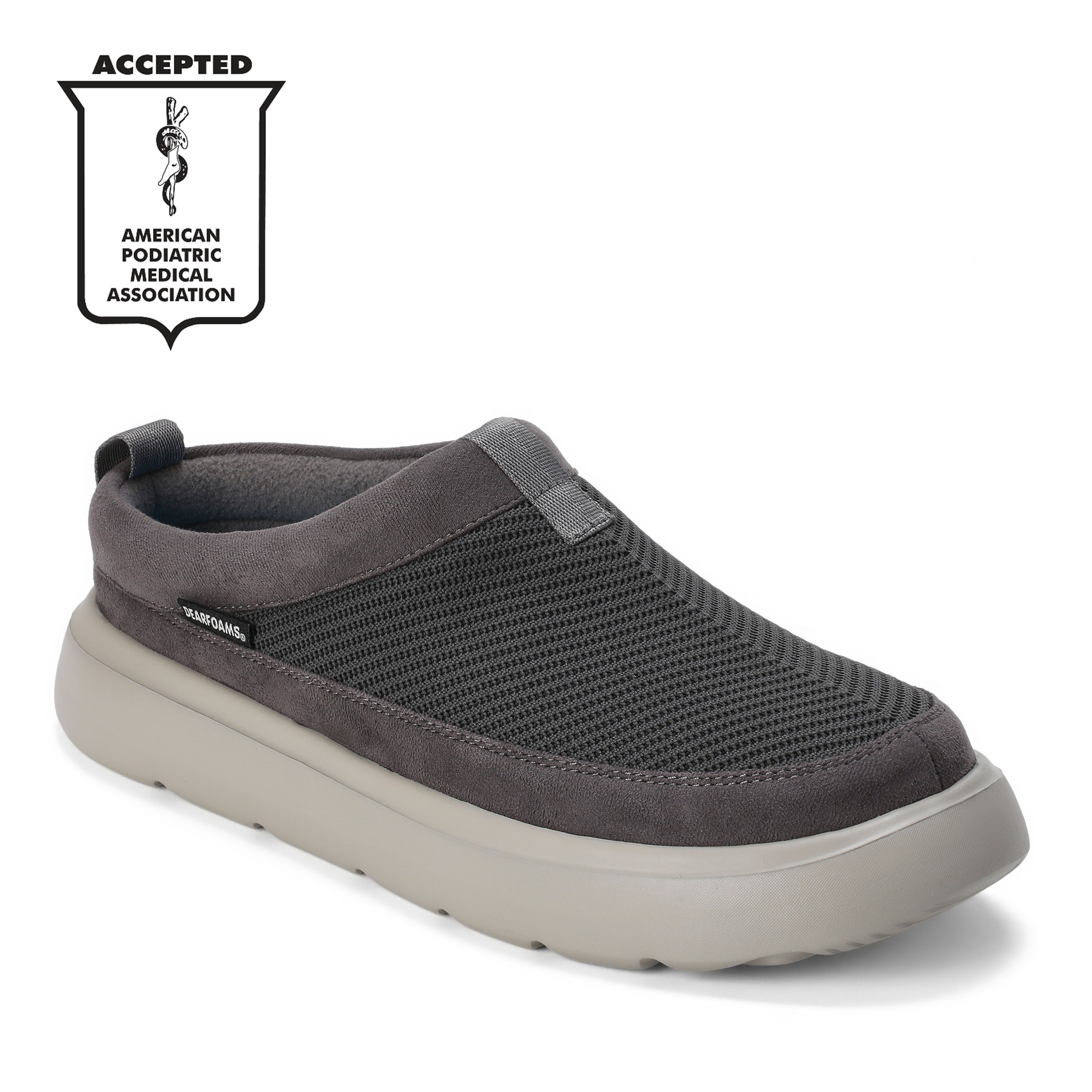 Dearfoams Men's MarshMellow Knit Clog - Dark grey