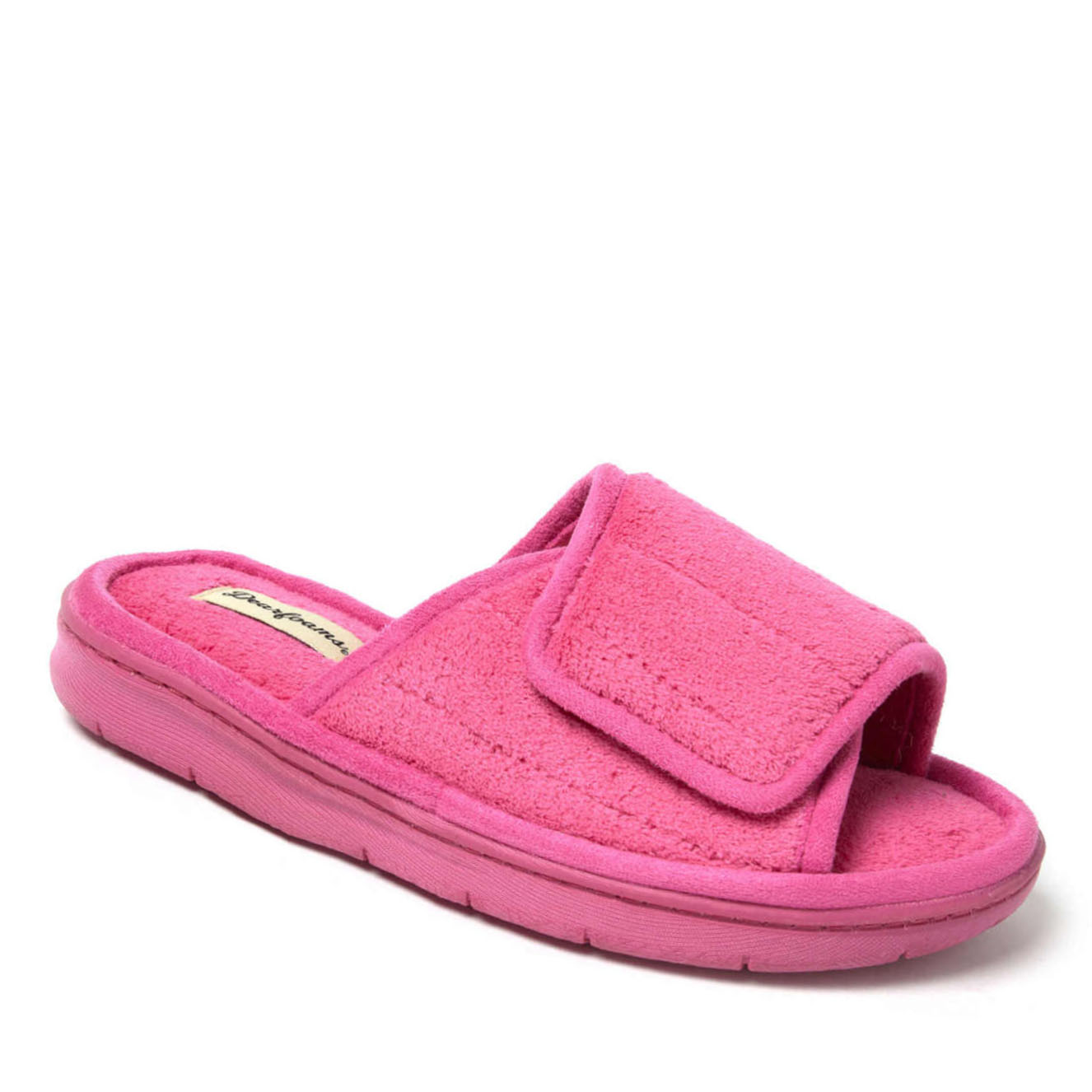 Dearfoams Mickey Terry Adjustable Slide Womens Memory Foam Slip-On Slippers, Large, Pink