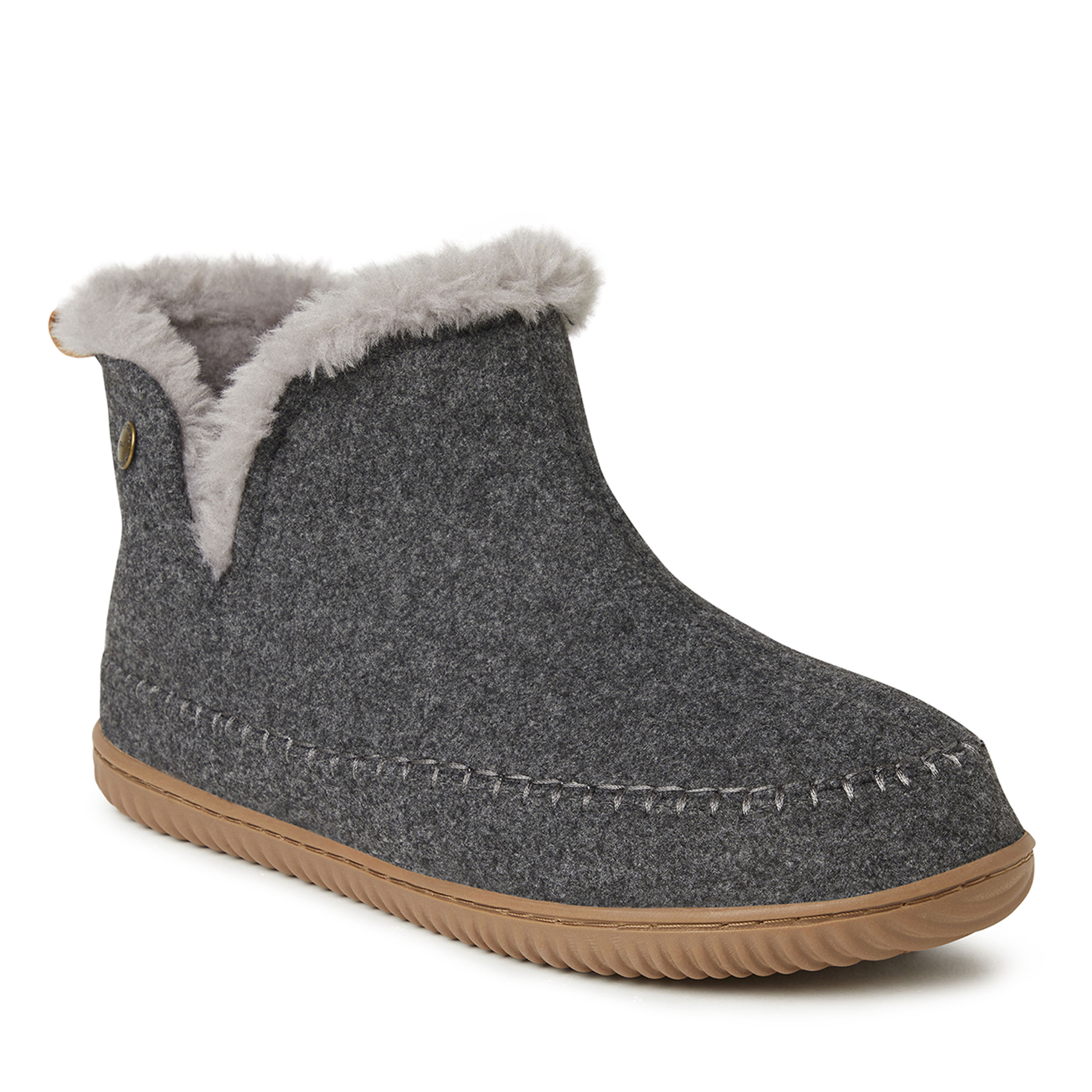 Dearfoams Brixen Energy Return Mens Memory Foam Bootie Slippers Wide Width, 9 Wide, Gray
