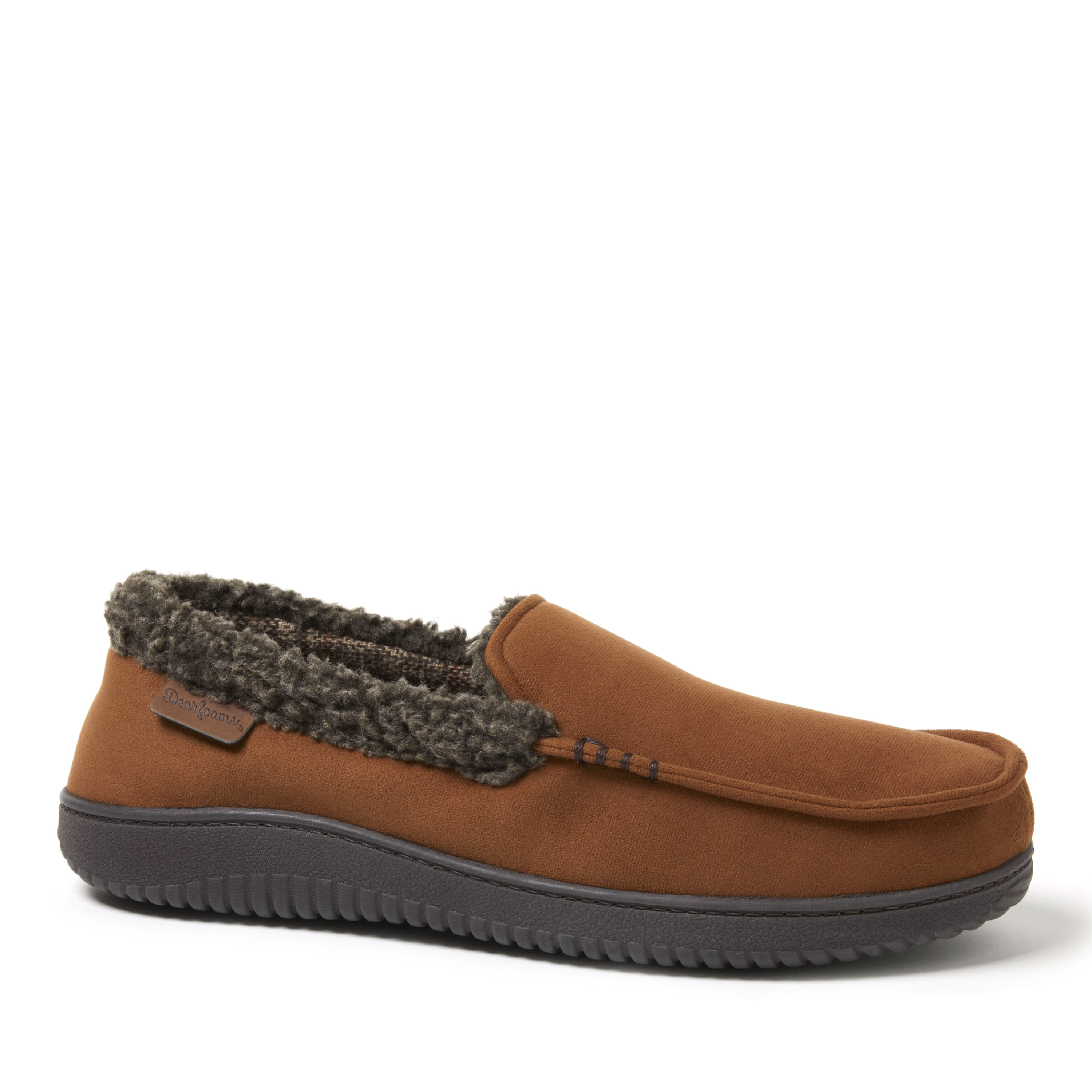 Dearfoams Men's Alexander Microsuede Moccasin House Shoe Slipper - Chestnut