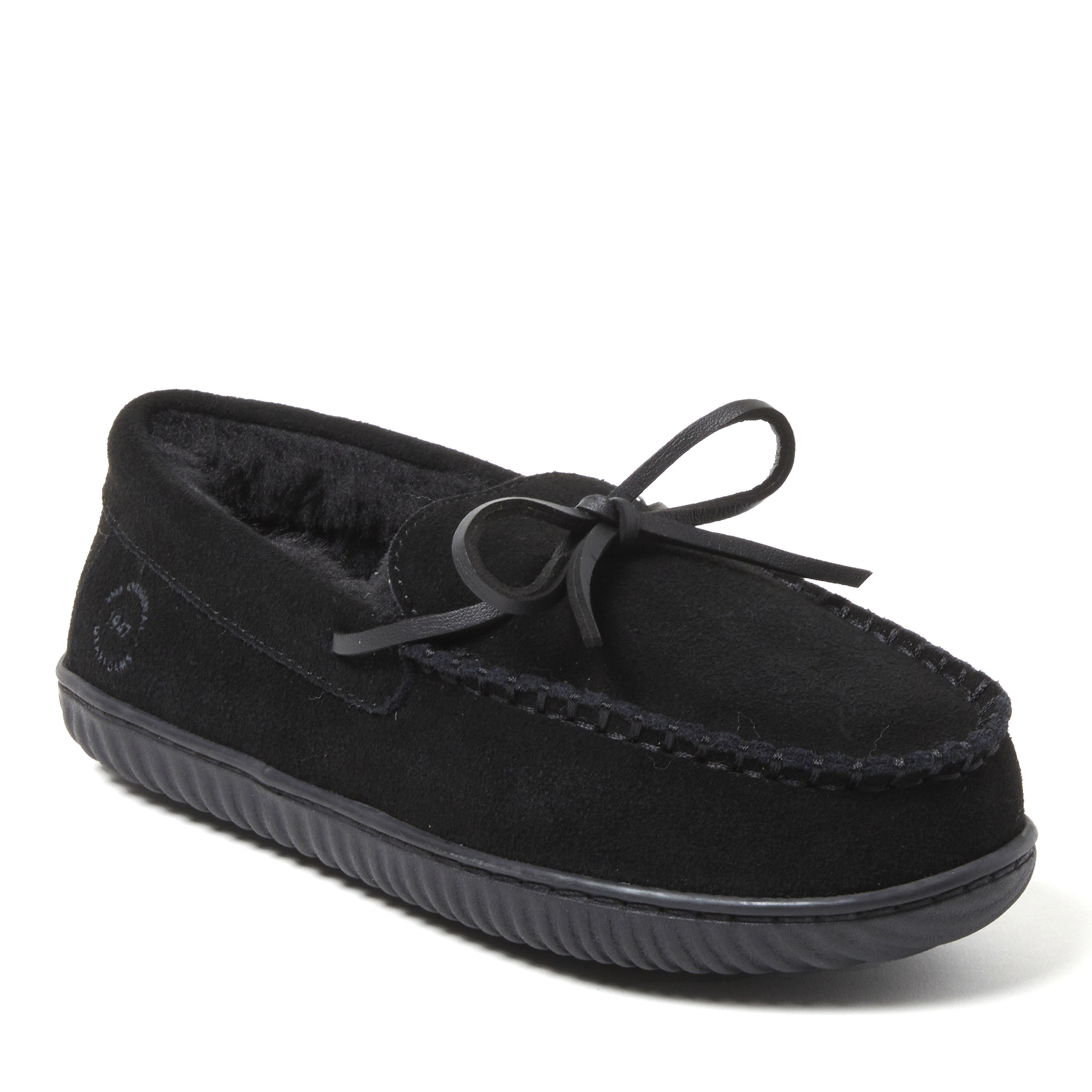 Dearfoams Harriet Women's Genuine Suede Moc Slippers, Size: 11, Black