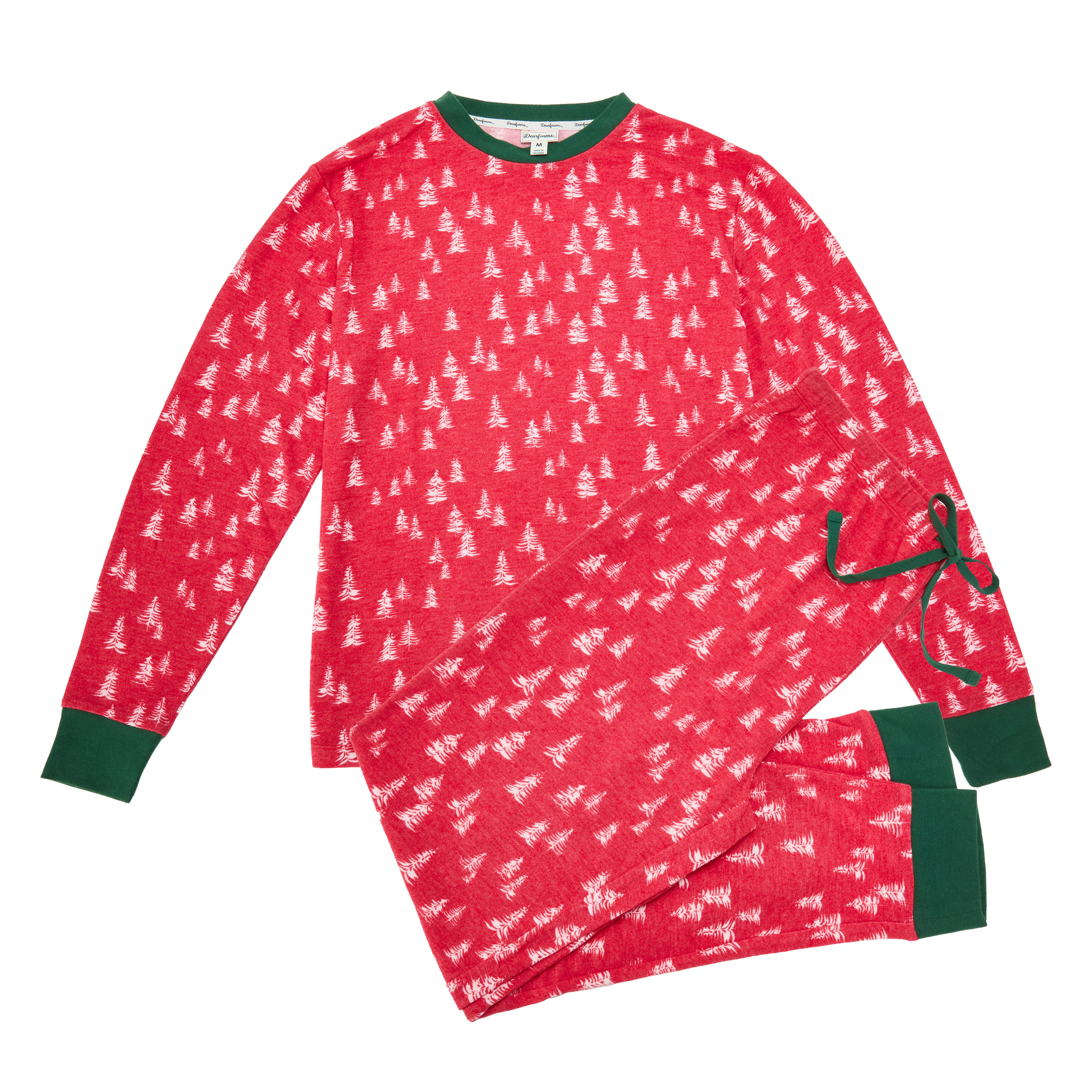 Dearfoams Women's Tossed Trees 2 Piece Pajama Set, Red