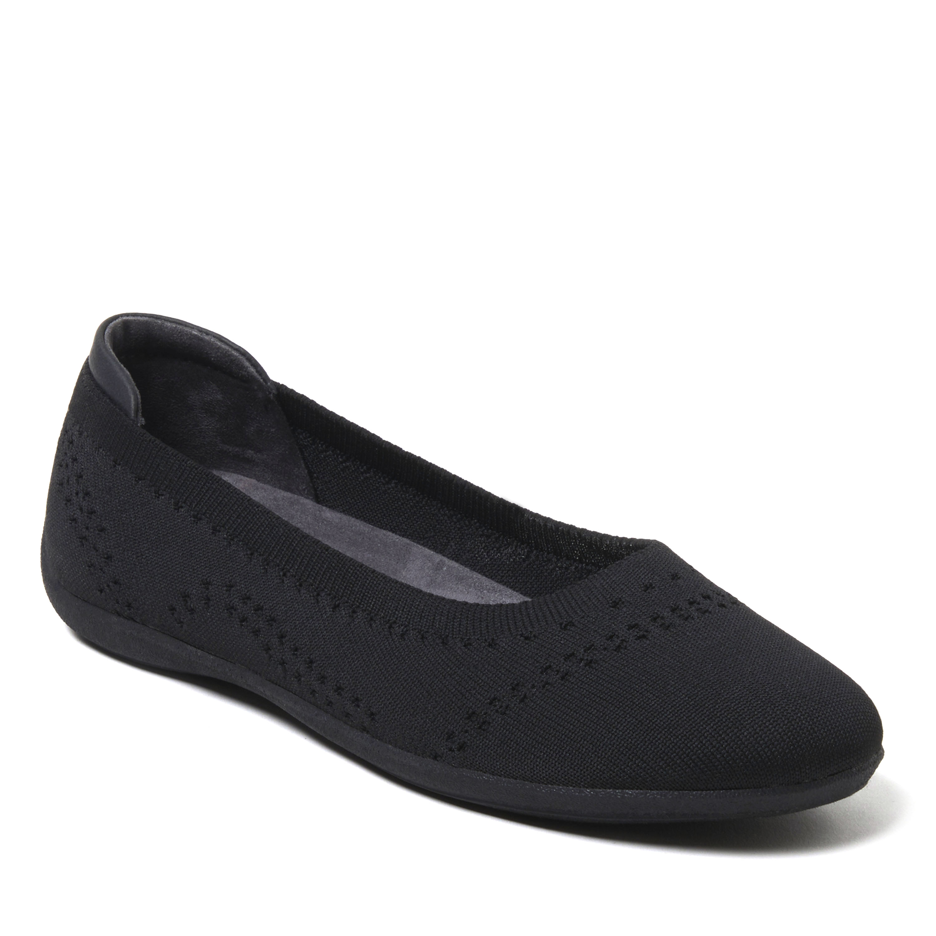 Dearfoams Women's Misty Ballet Flat Lightweight Slip Ons - Black solid