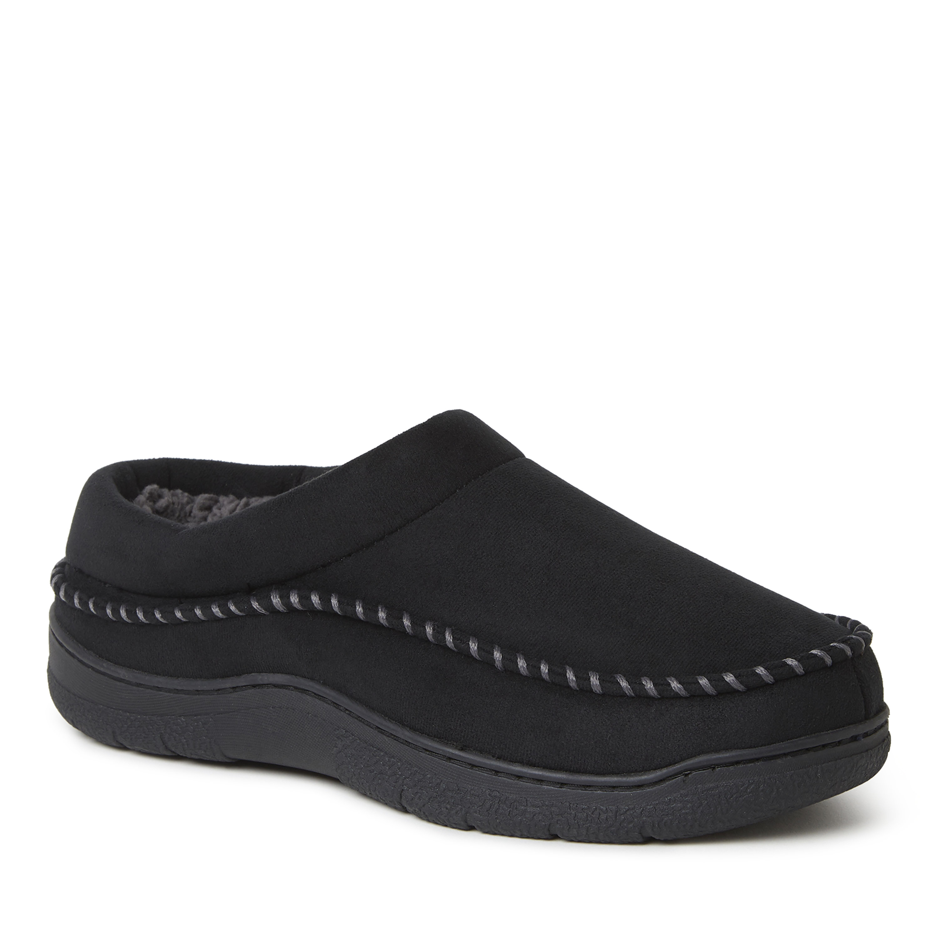 Dearfoams Men's Thompson Moccasin Toe Clog House Shoe Slipper - Black