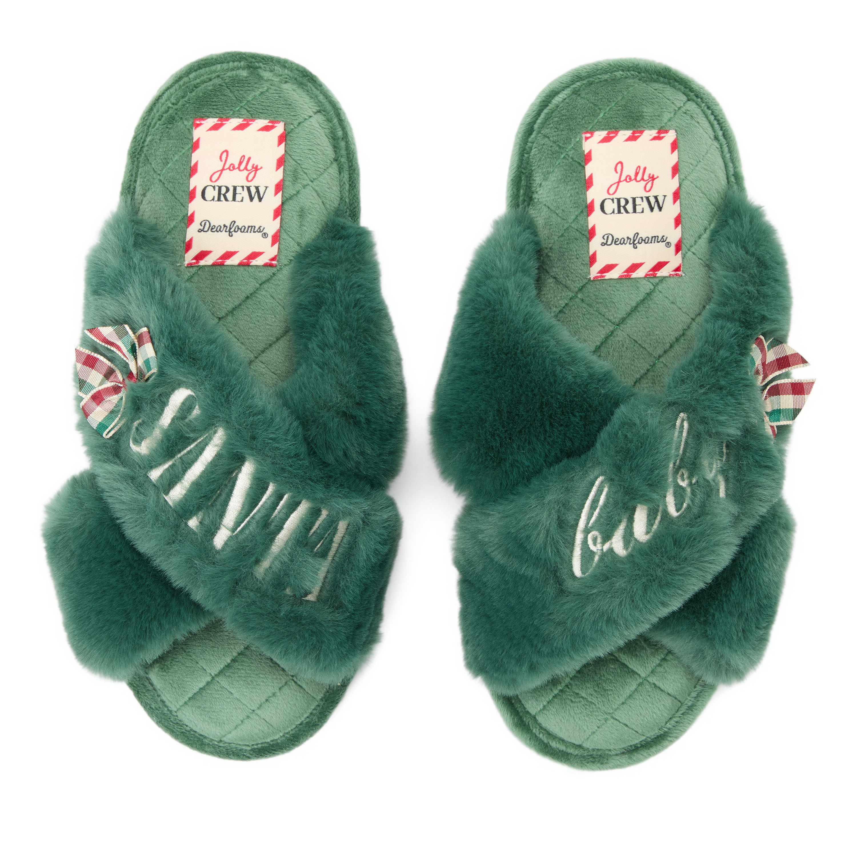 Dearfoams Mama Fur Womens Slip-On Slippers, Medium, Green