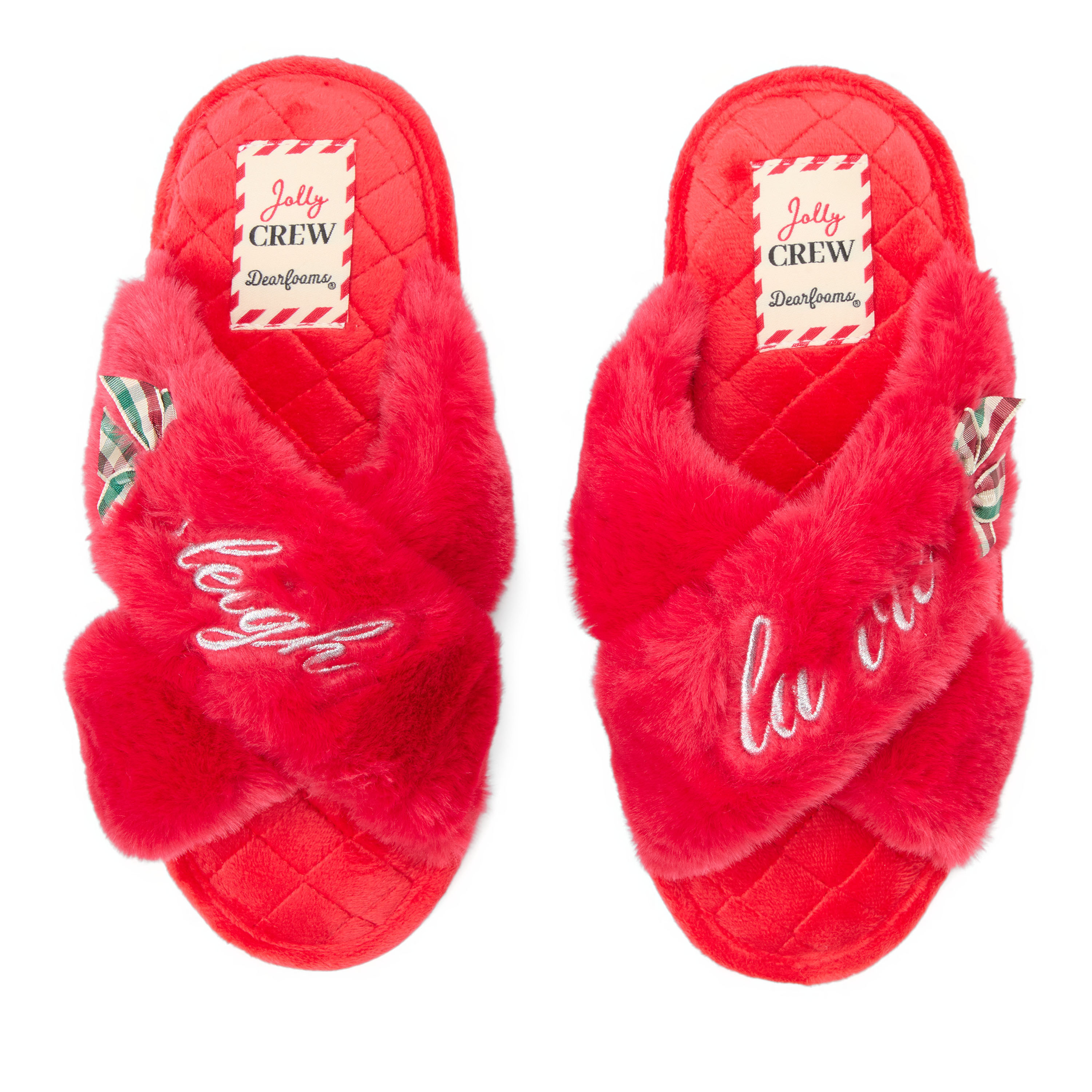 Dearfoams Mama Fur Womens Slip-On Slippers, Medium, Red