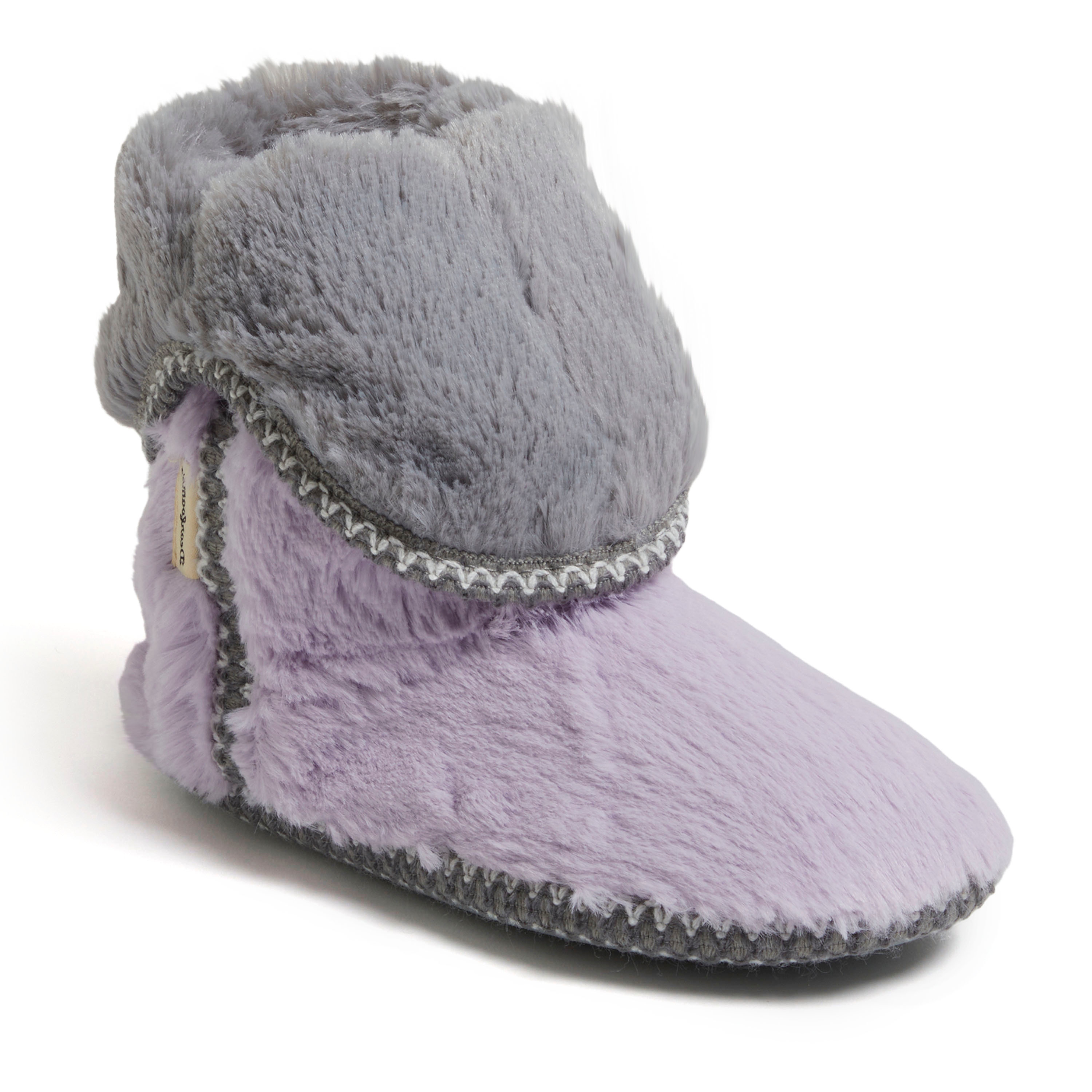 Dearfoams Beth Furry Womens Memory Foam Bootie Slippers, Medium, Purple