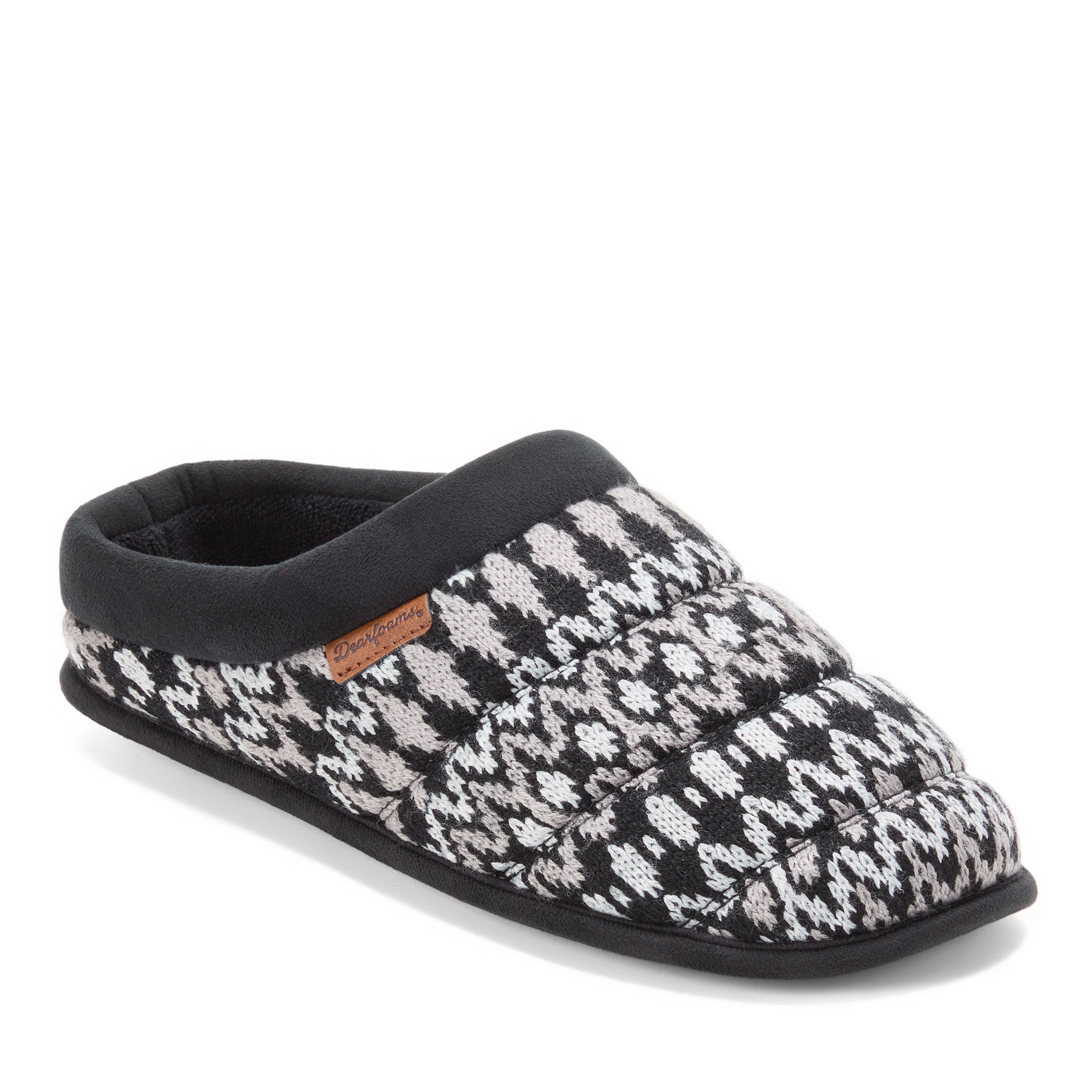 Dearfoams Men's Asher Marled Knit Clog House Slipper - Black combo