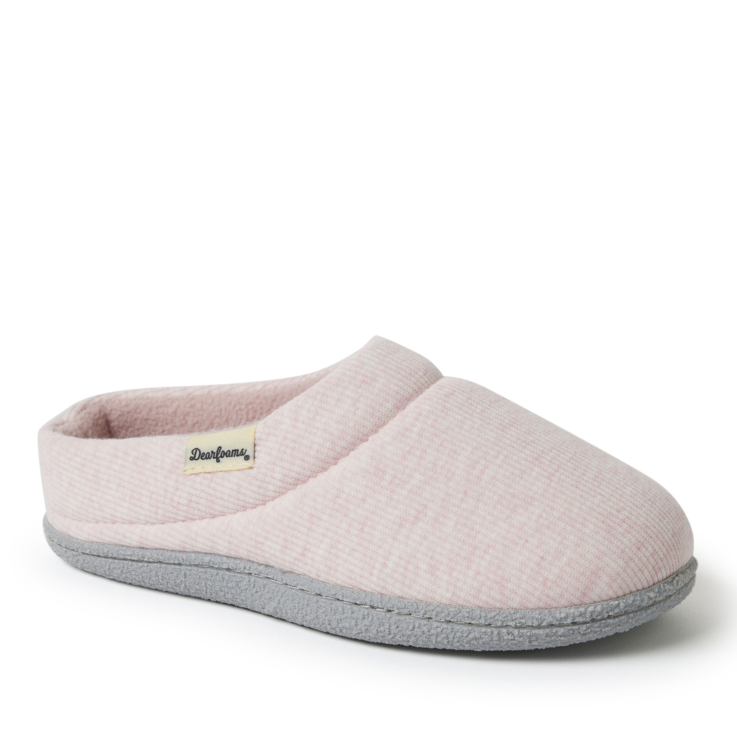 Dearfoams Women's Lacey Rib Knit House Shoe Clog Slipper - Pink heather