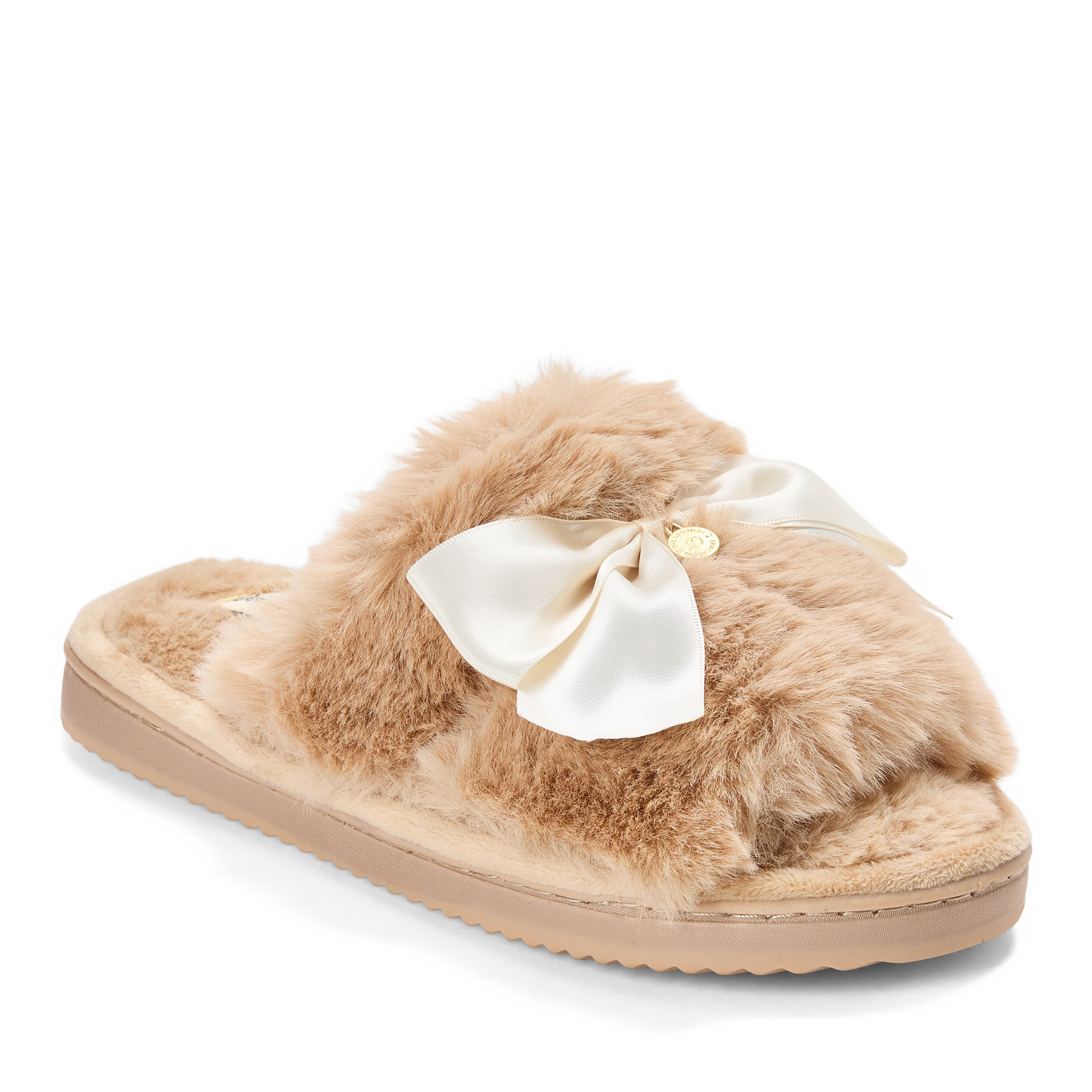 Dearfoams Womens Memory Foam Slip-On Slippers, Medium, Brown