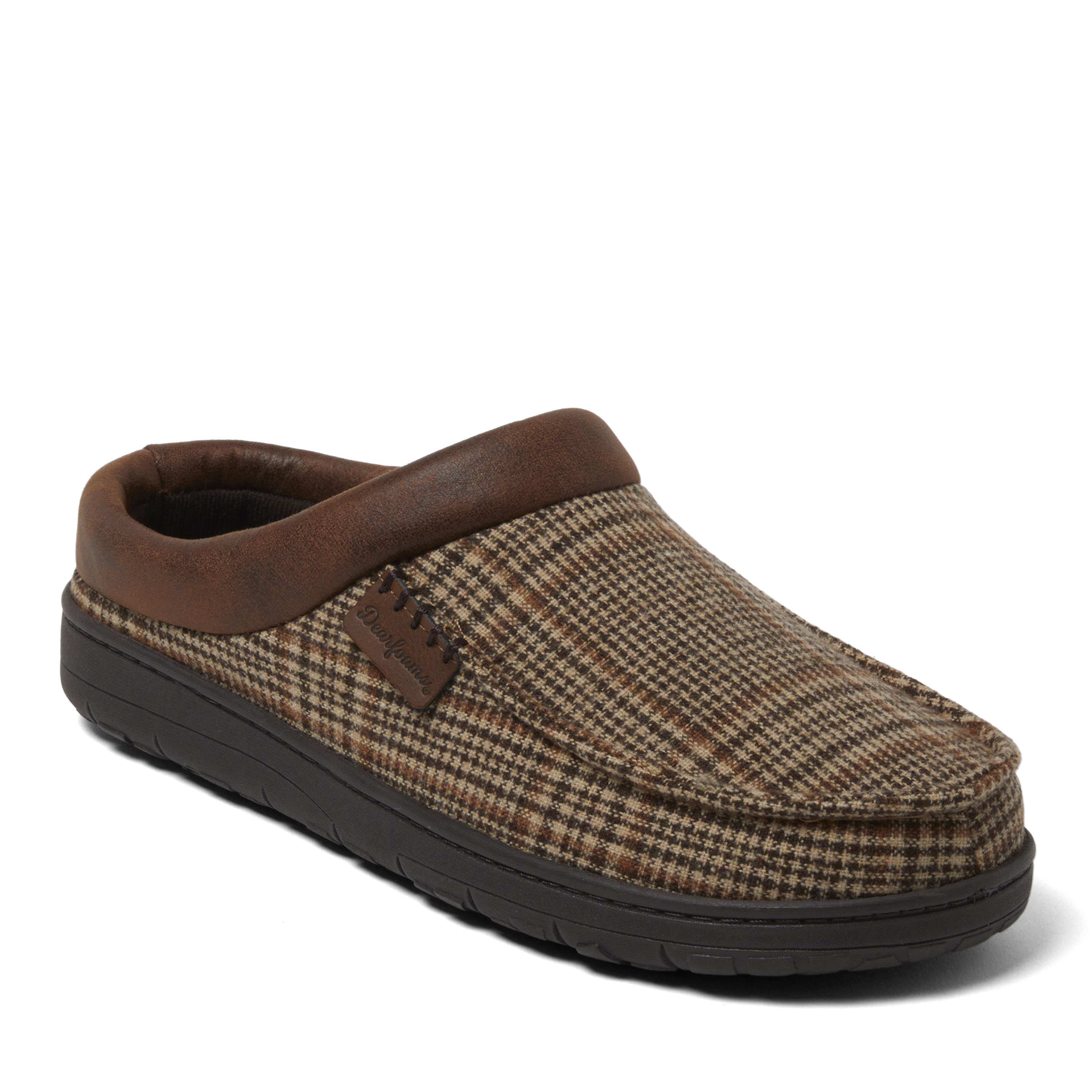 Dearfoams Brendan Perforated Microsuede Mens Clog Slippers, Medium, Gray